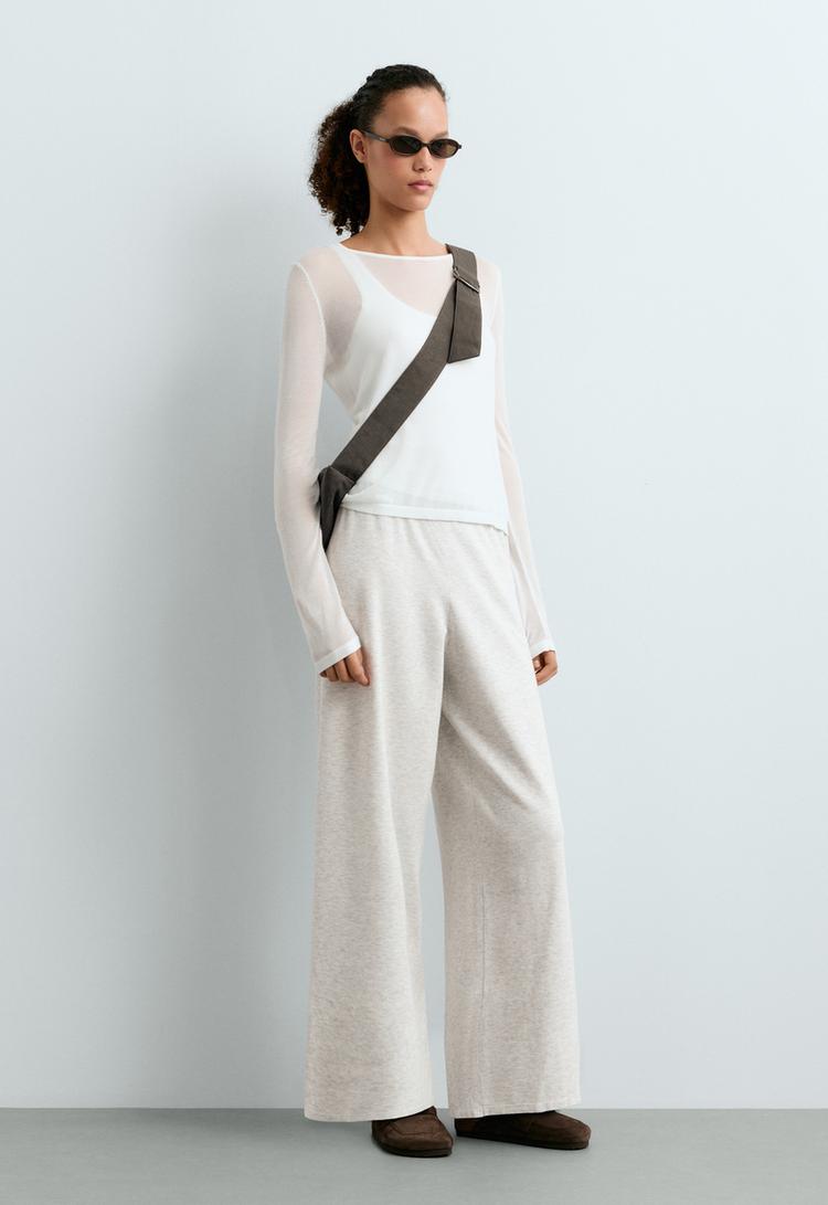 Straight-fit knit trousers — PALE GREY MELANGE