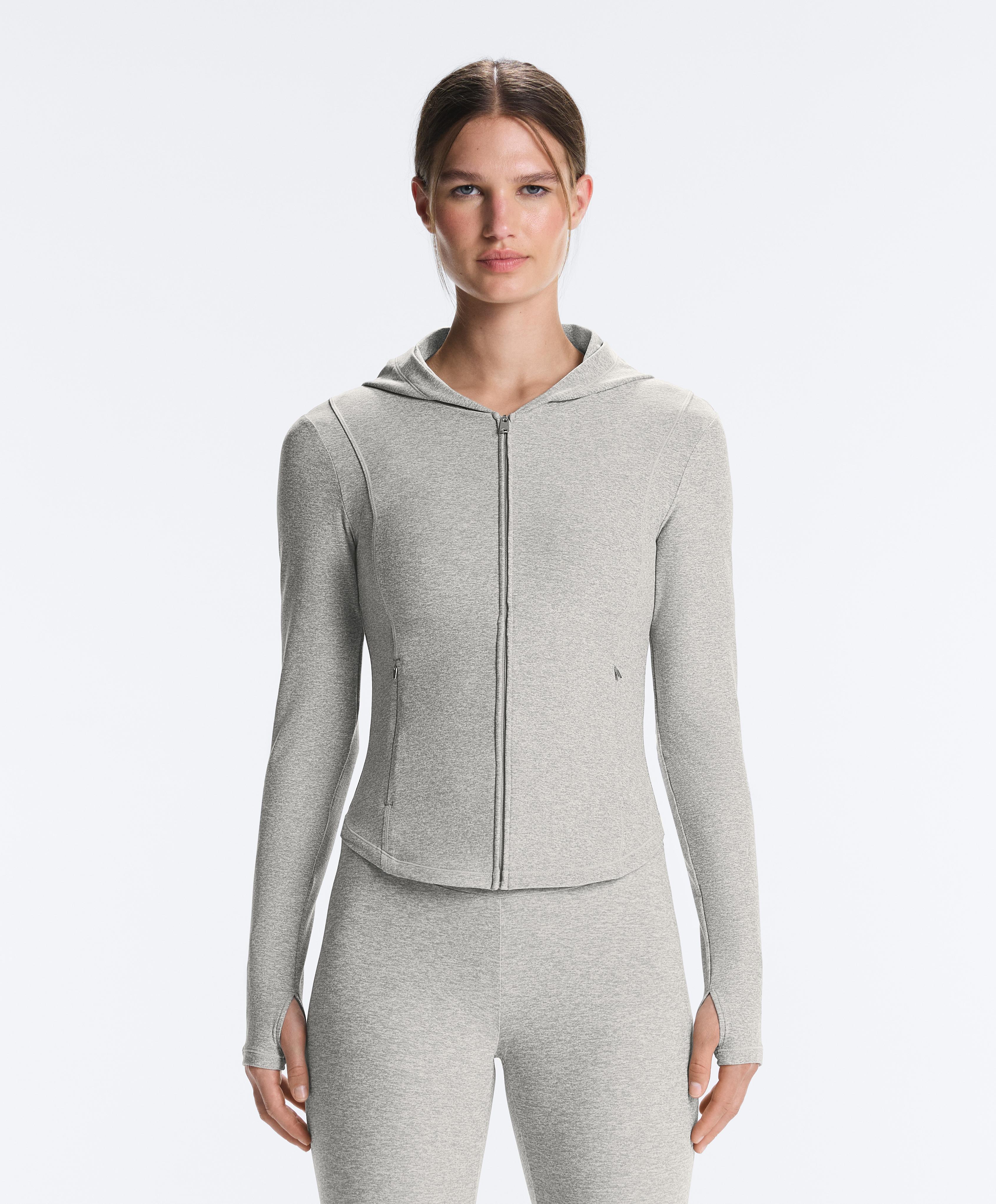 Technical marl hooded jacket — GREY MELANGE