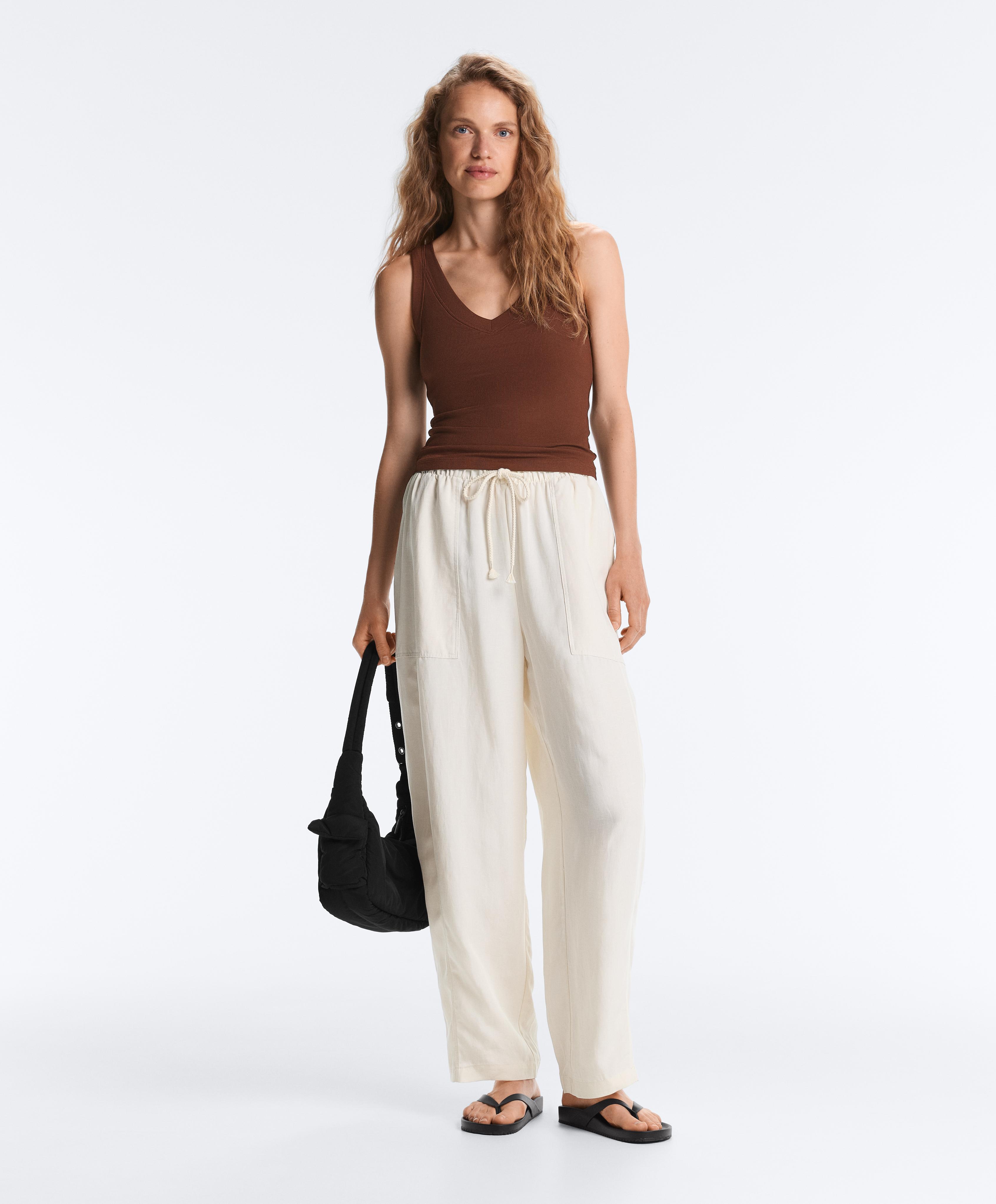 Rib modal blend tank top — COFFEE