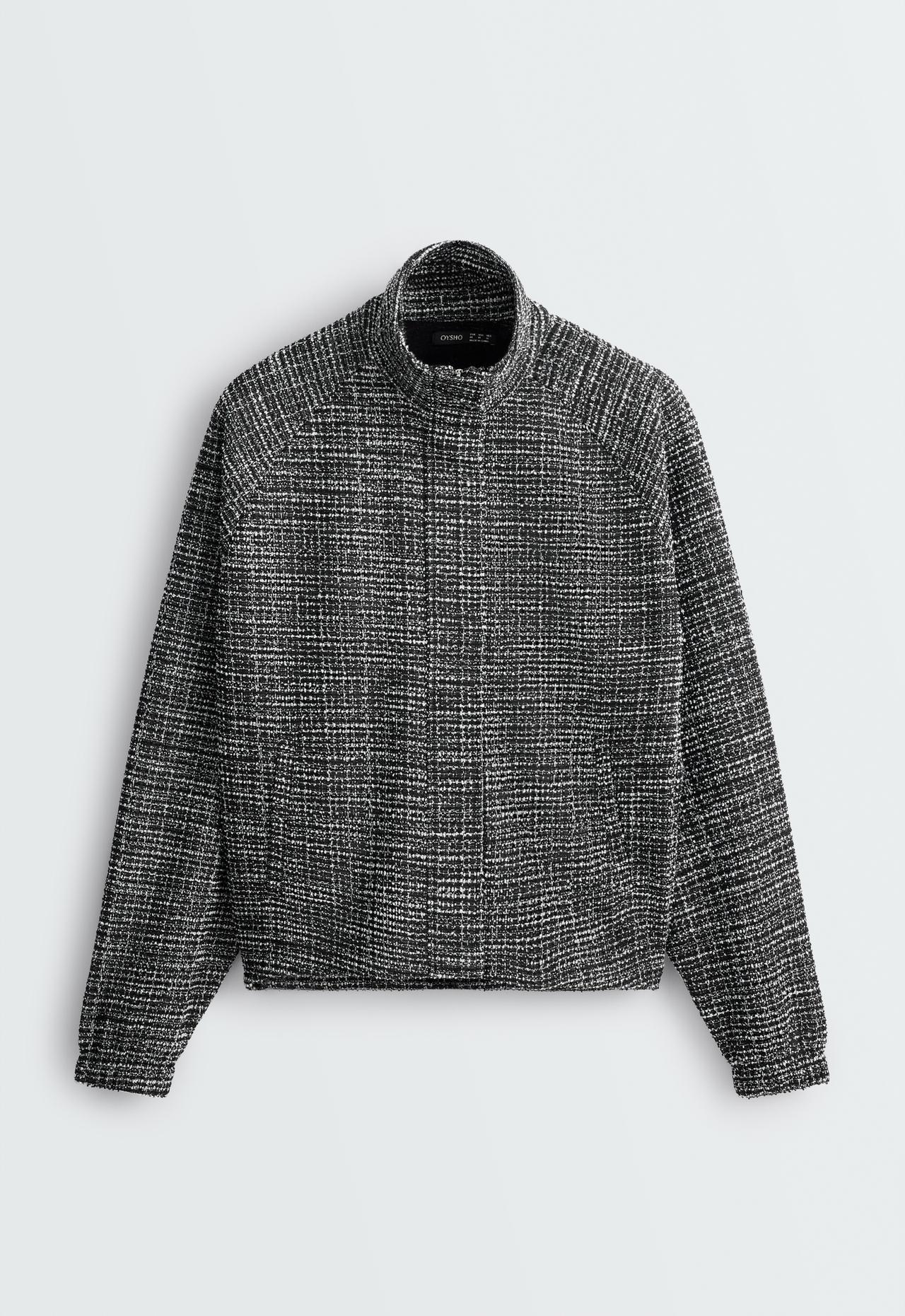 Rib-mix jacket — BLACK