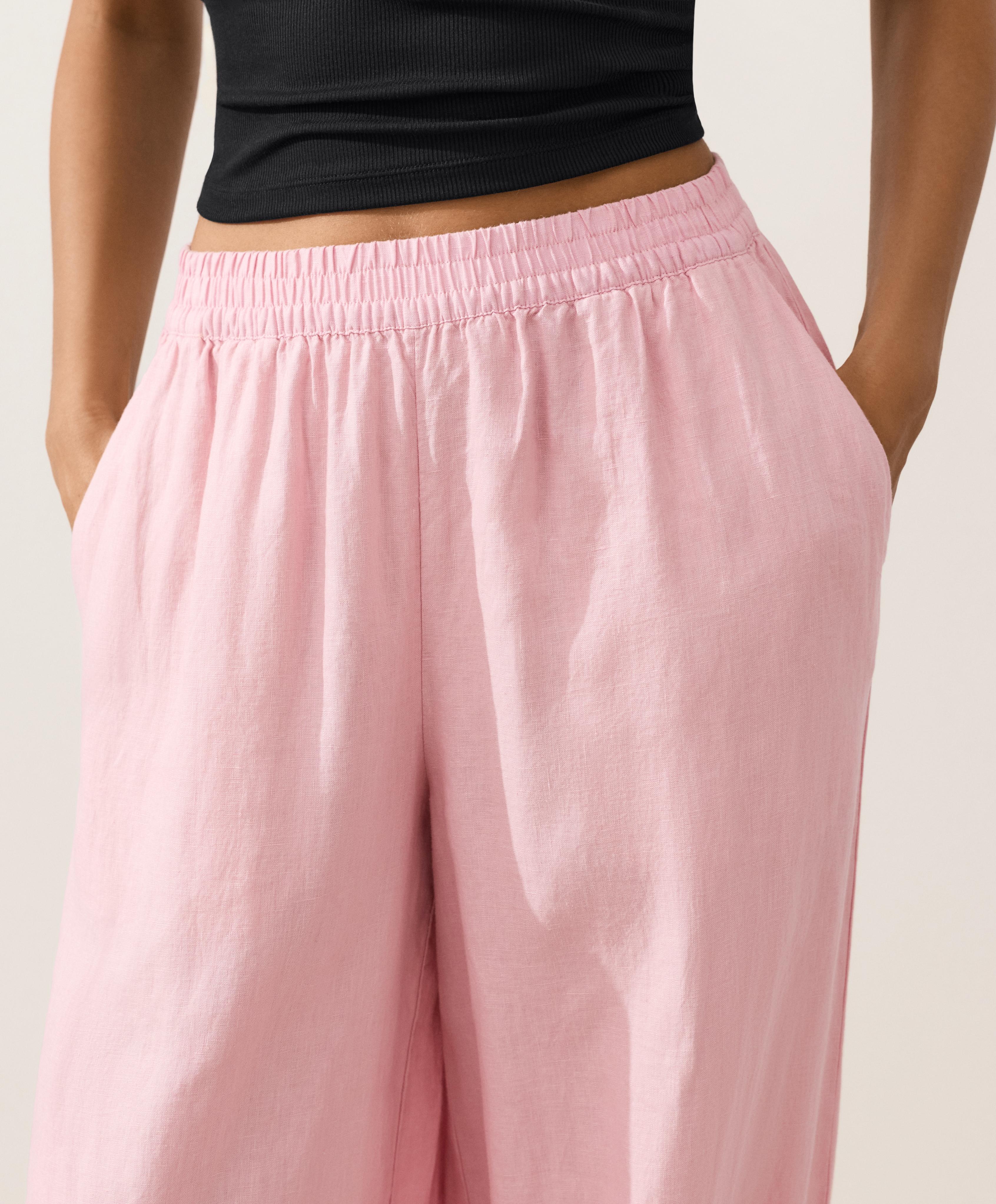 100% linen bloomer trousers — PALE PINK