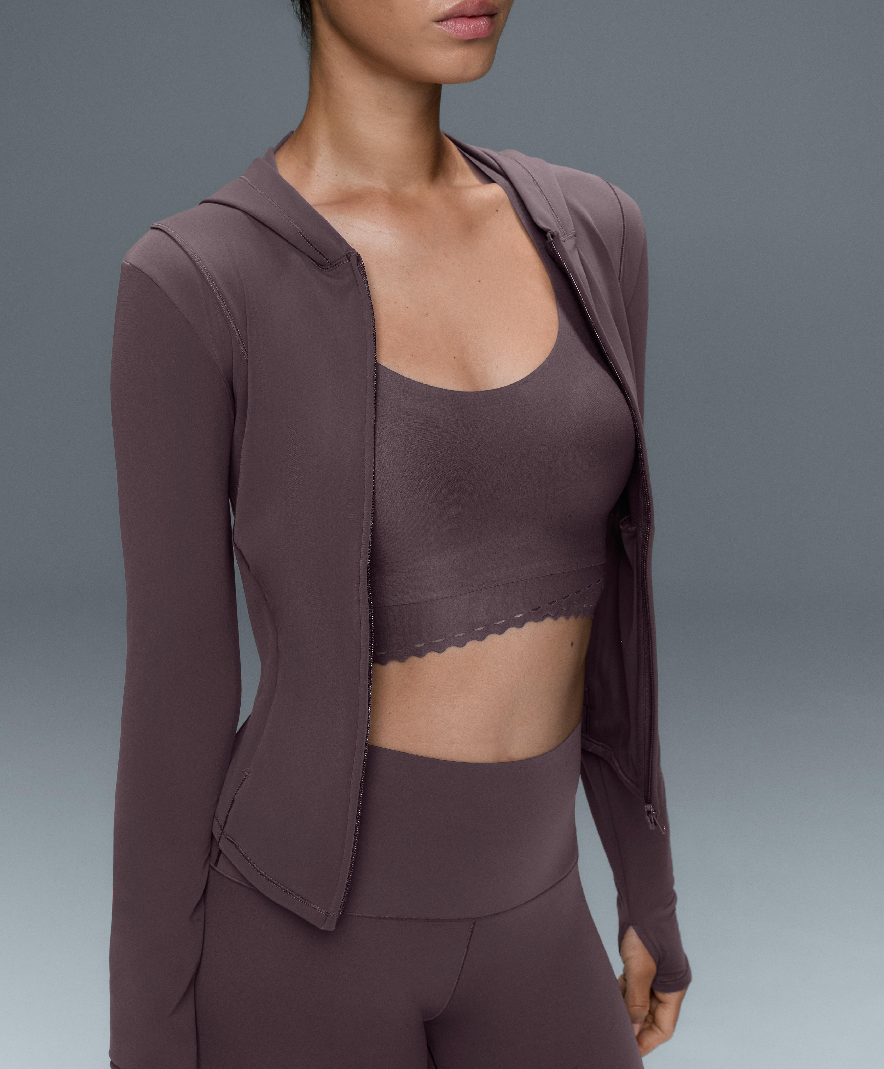 Light warm cropped technical jacket — Purplish brown