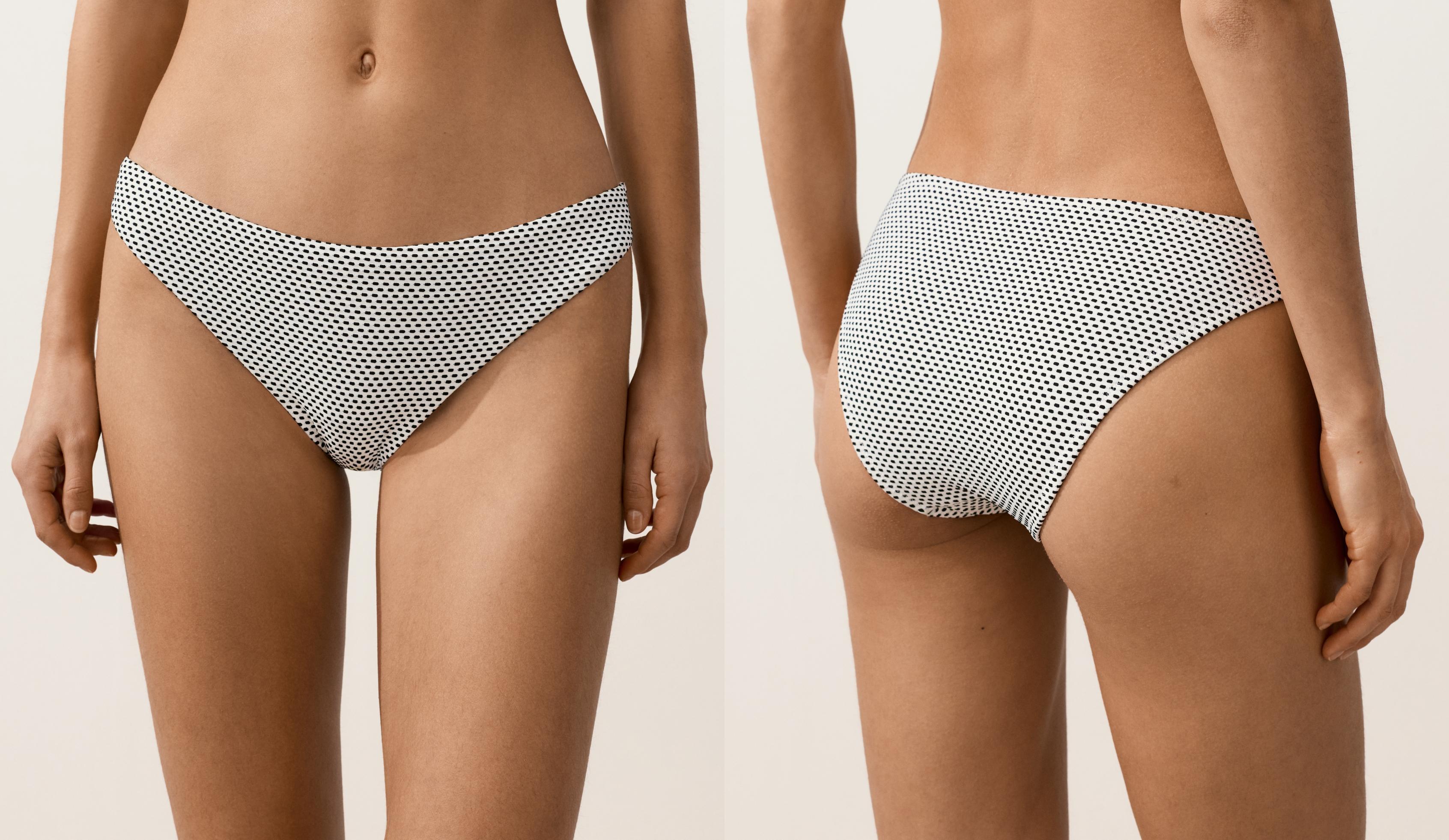 Jacquard polka dot classic bikini briefs — PALE ECRU