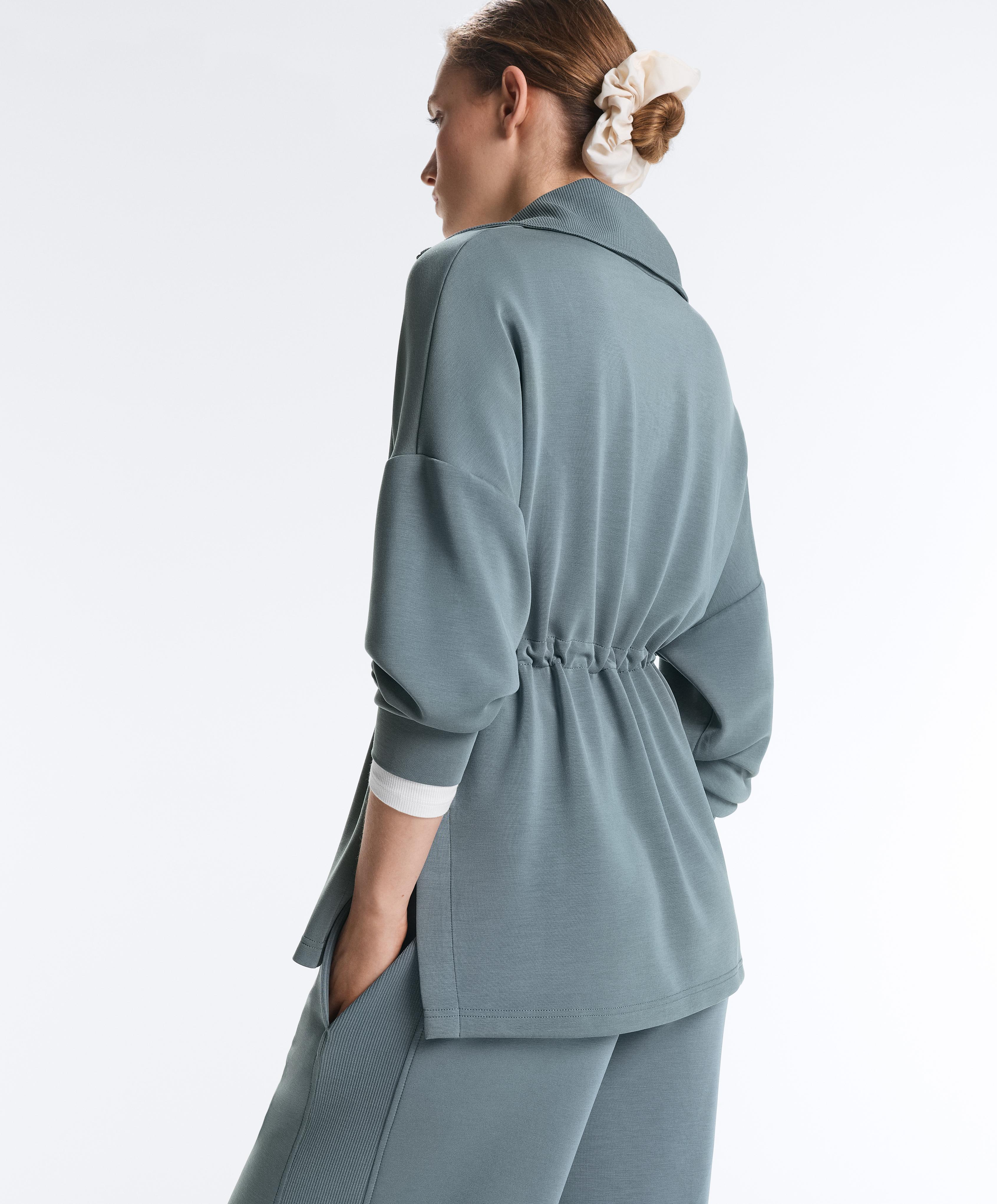 Half-zip sweatshirt with soft-touch modal — DARK GREY-BLUE