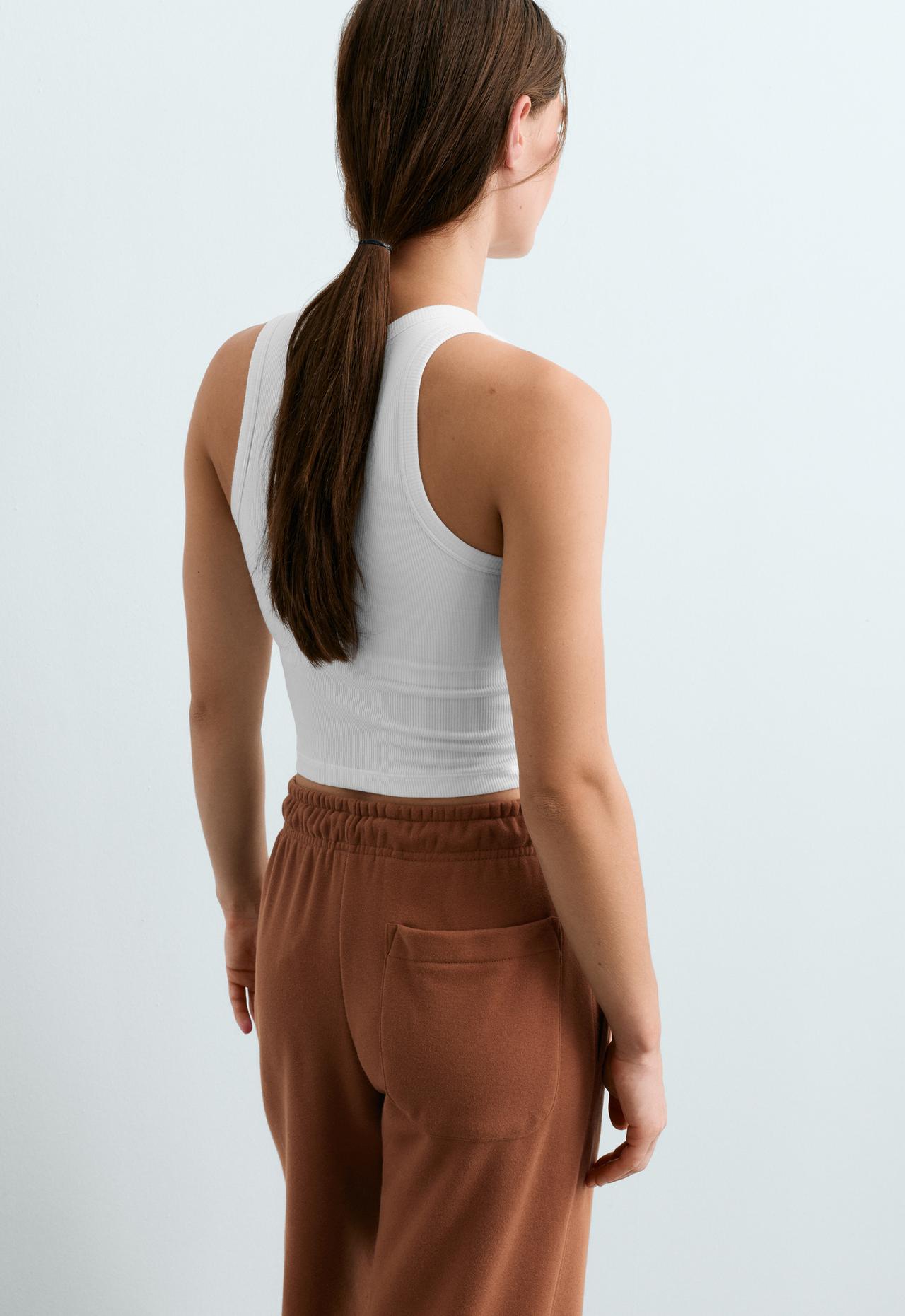 Long modal blend rib tank top — WHITE