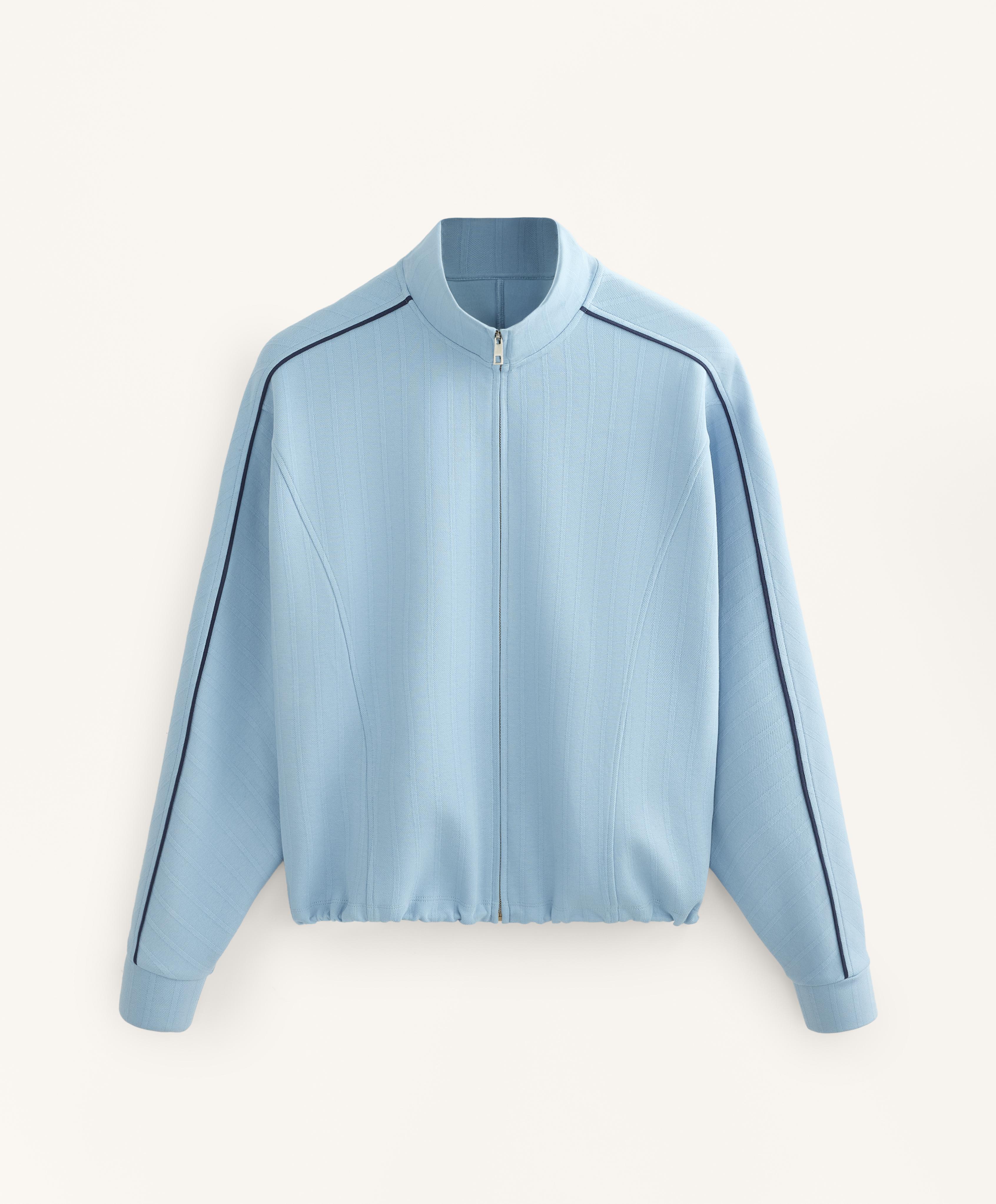 Piqué jacket with side piping and cotton — SKY BLUE