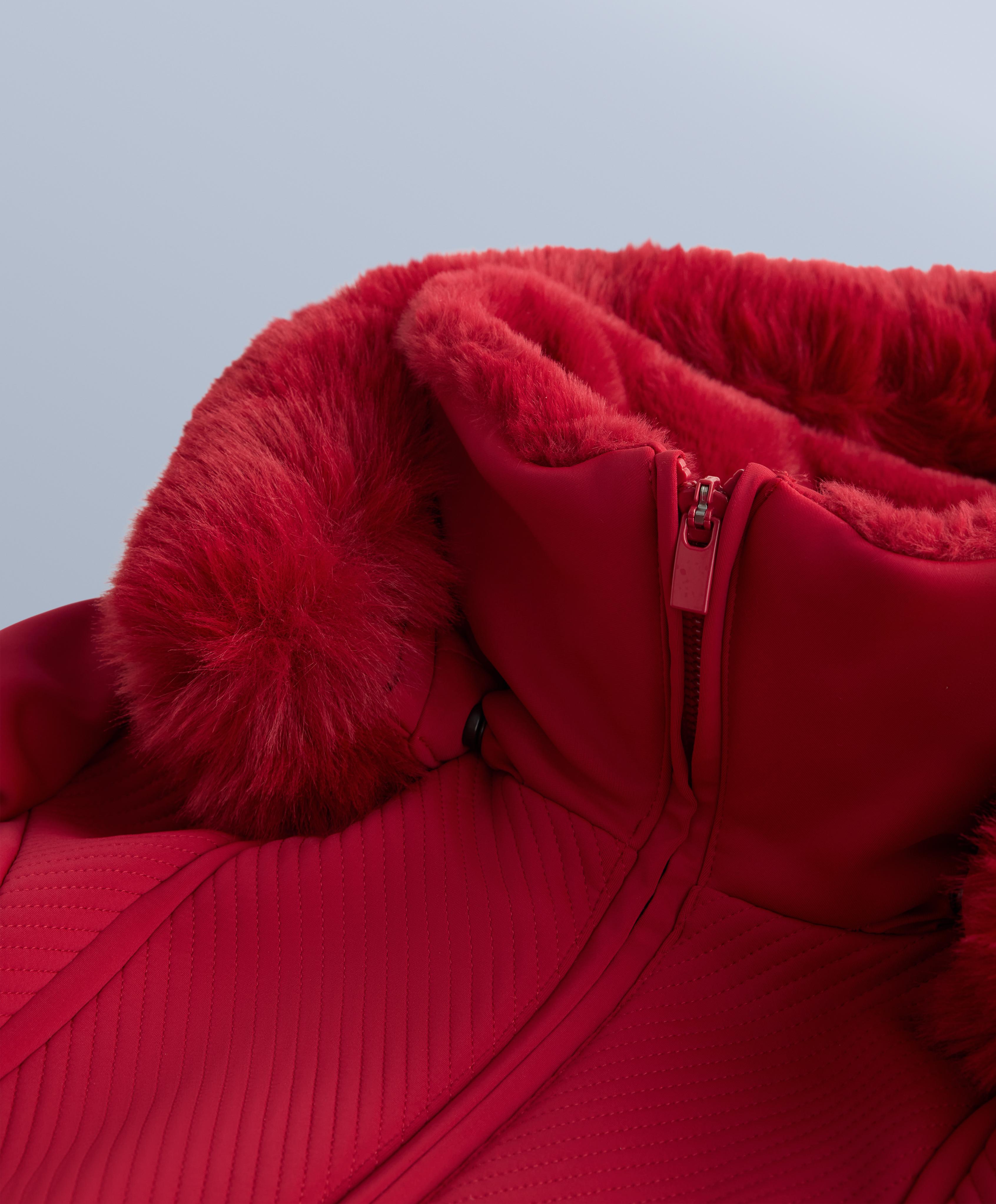 Water-resistant fitted stretch SKI jumpsuit — RED