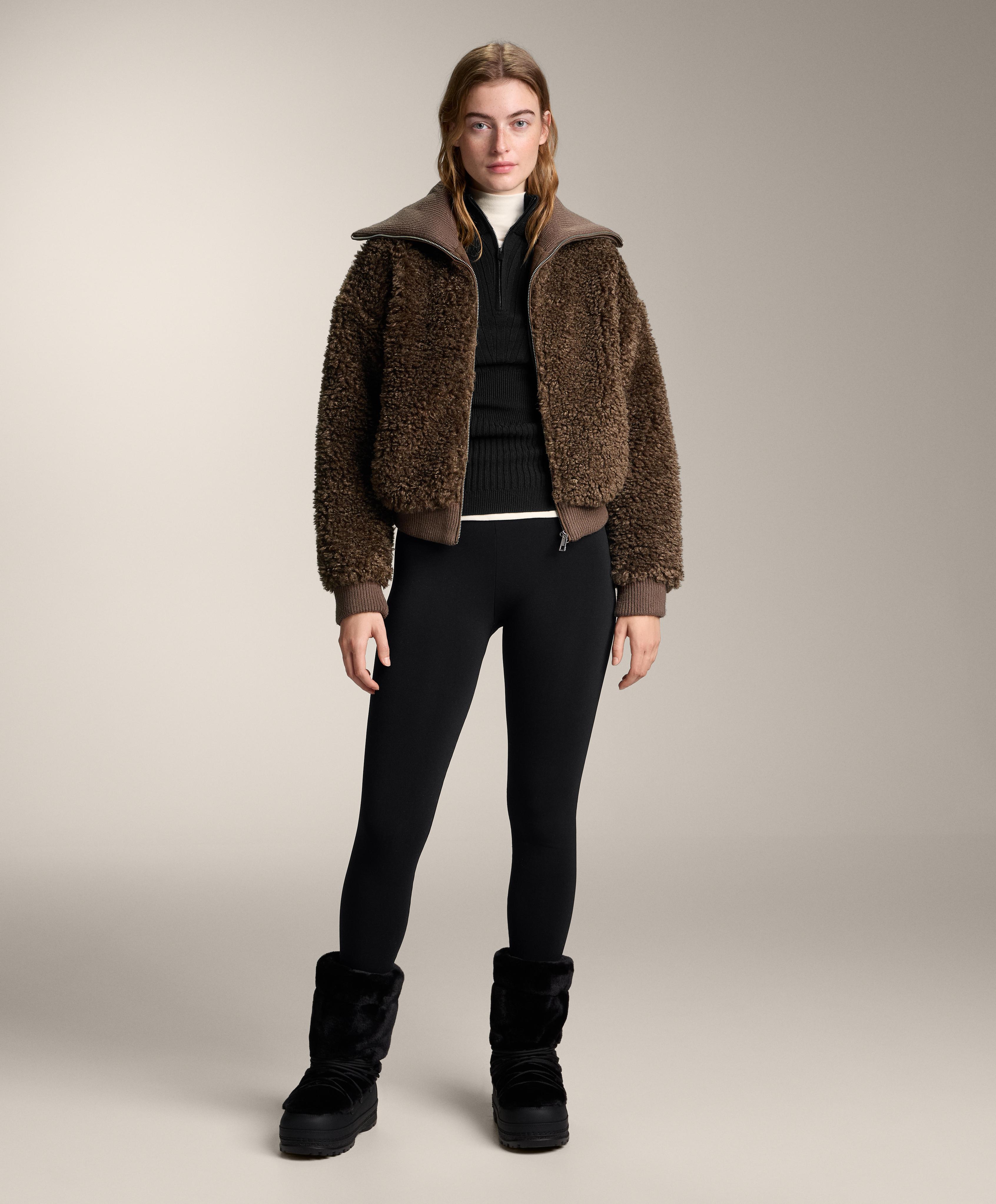 Textured faux-shearling jacket — TOBACCO BROWN