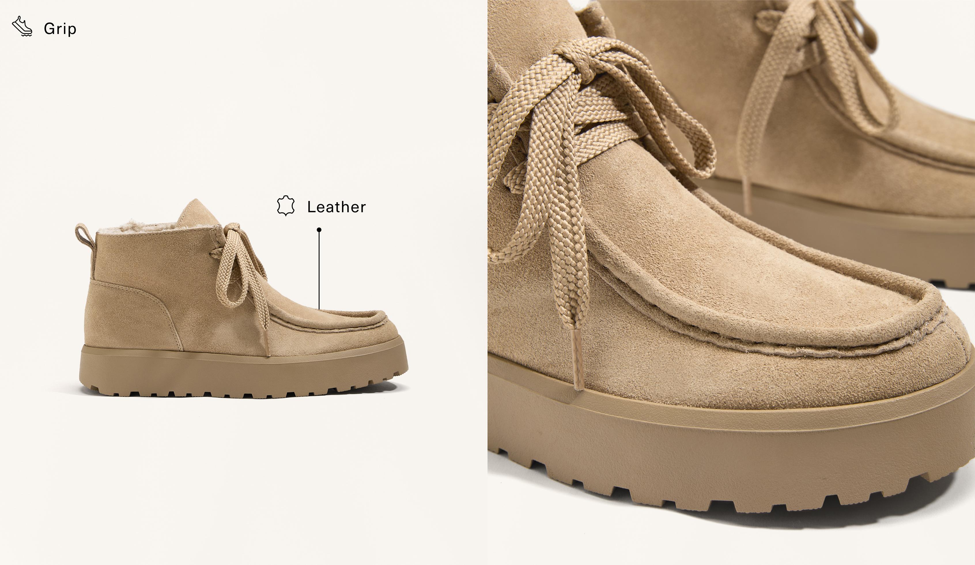 Bottines à lacets passepoilées - Soldes