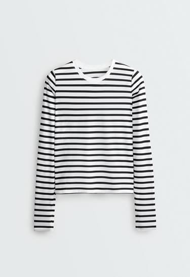 Regular Fit technical T-shirt, long sleeve, striped print — BLACK 6