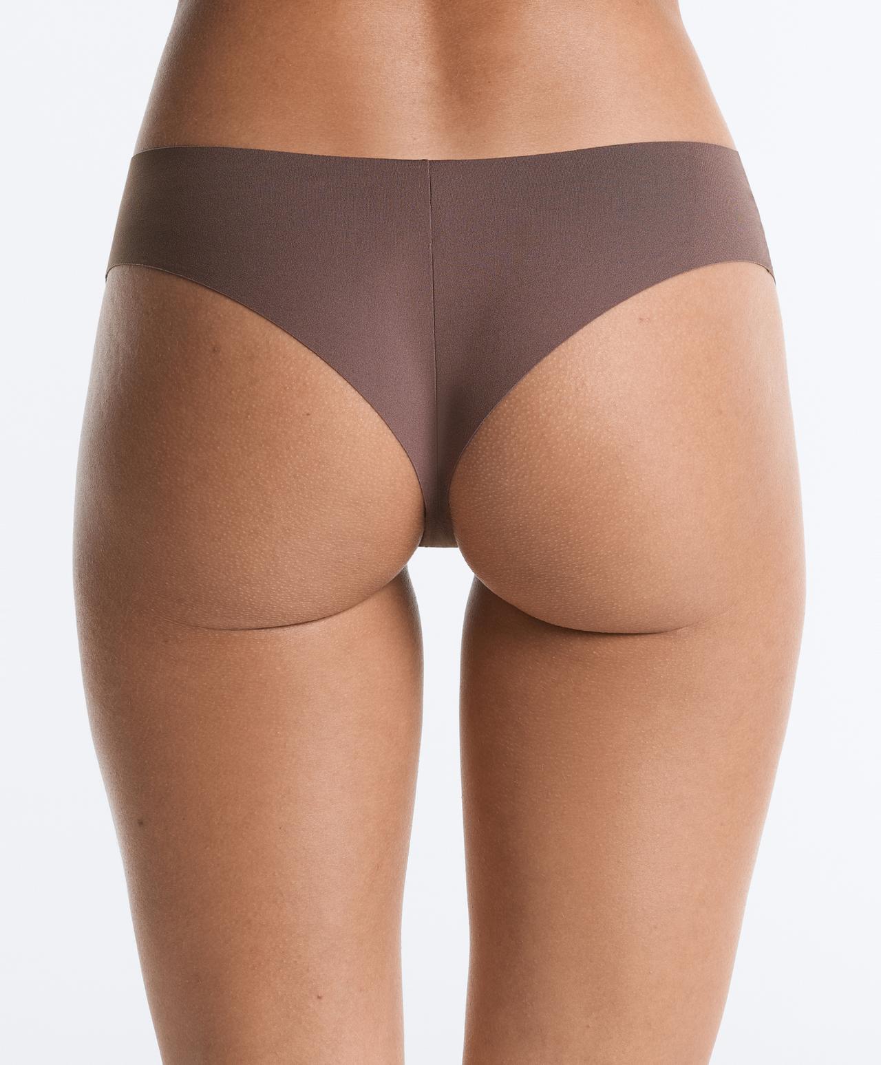 5 laser cut invisible polyamide blend Brazilian briefs — STEEL BLUE