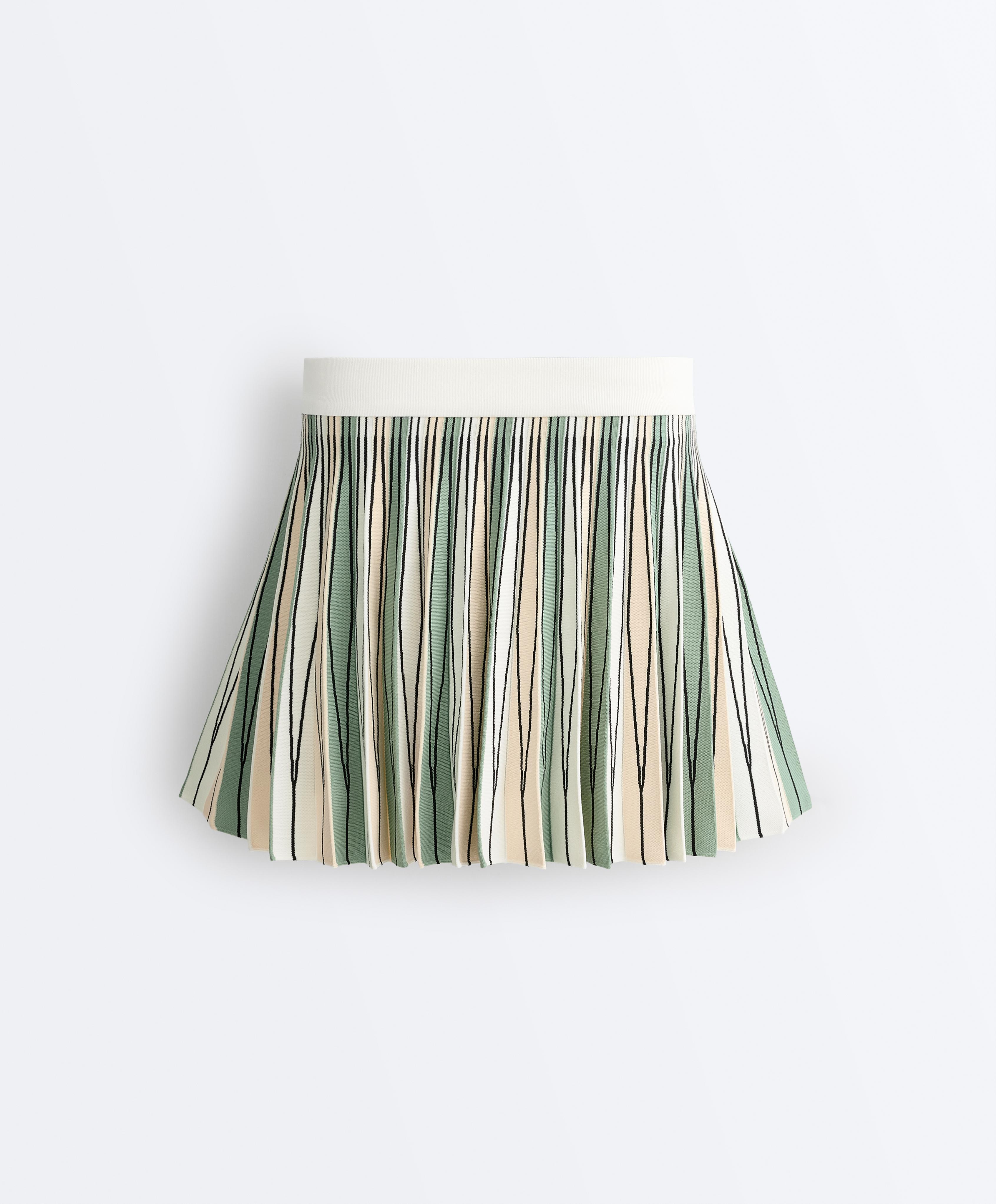 High rise seamless pleated skirt — PALE ECRU