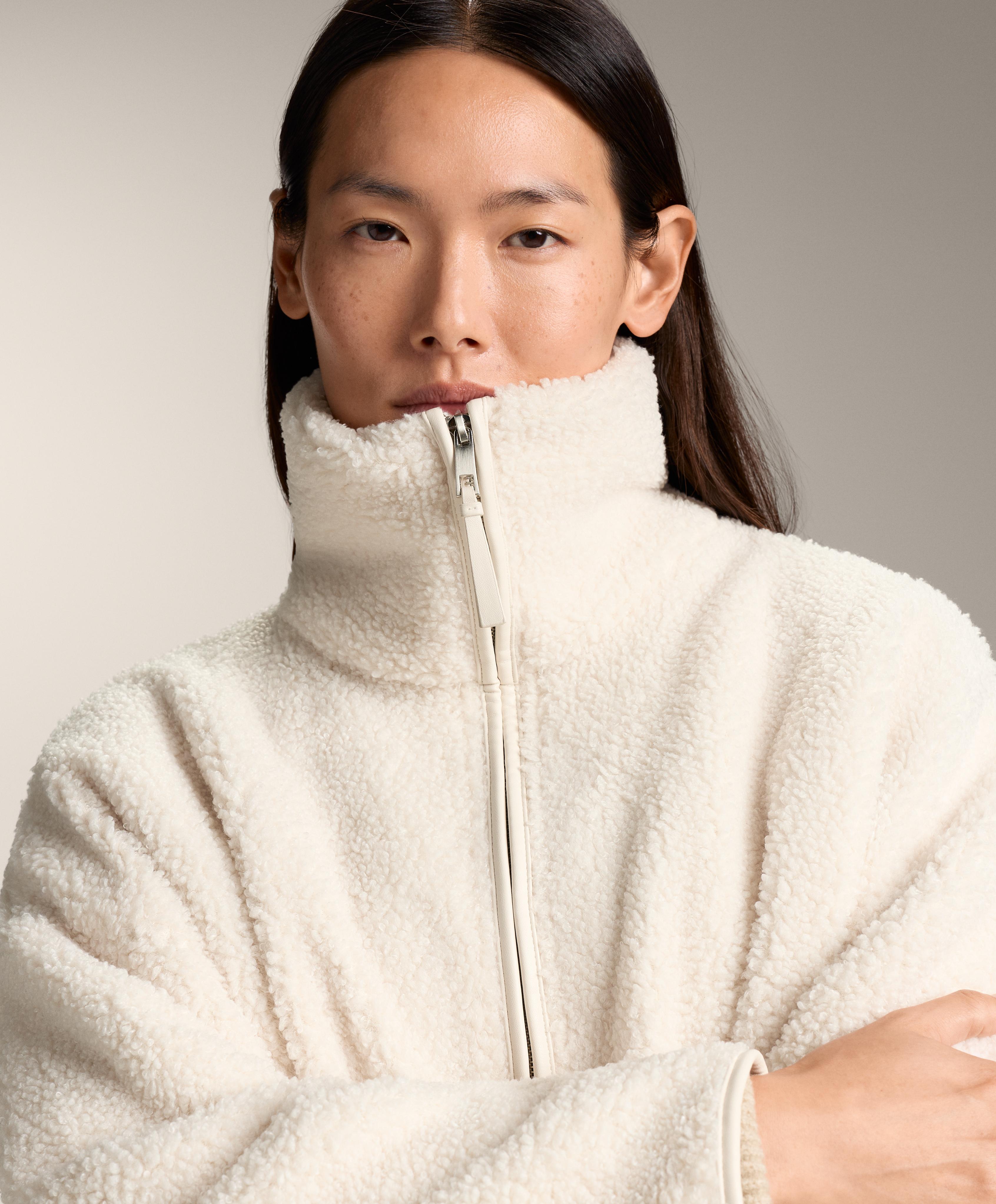 Oversize faux-shearling jacket — ECRU