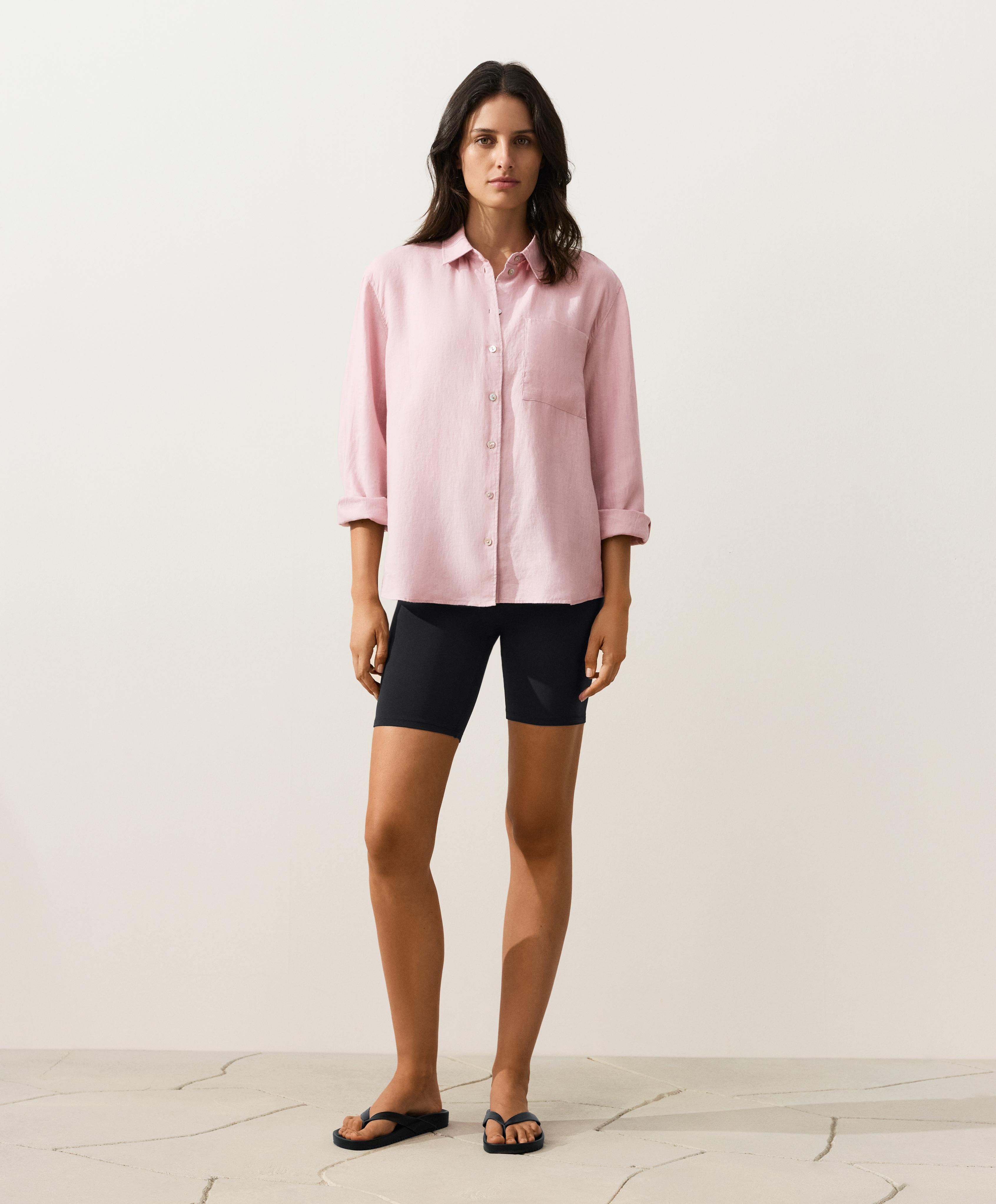 100% linen relaxed shirt — DUSTY PINK