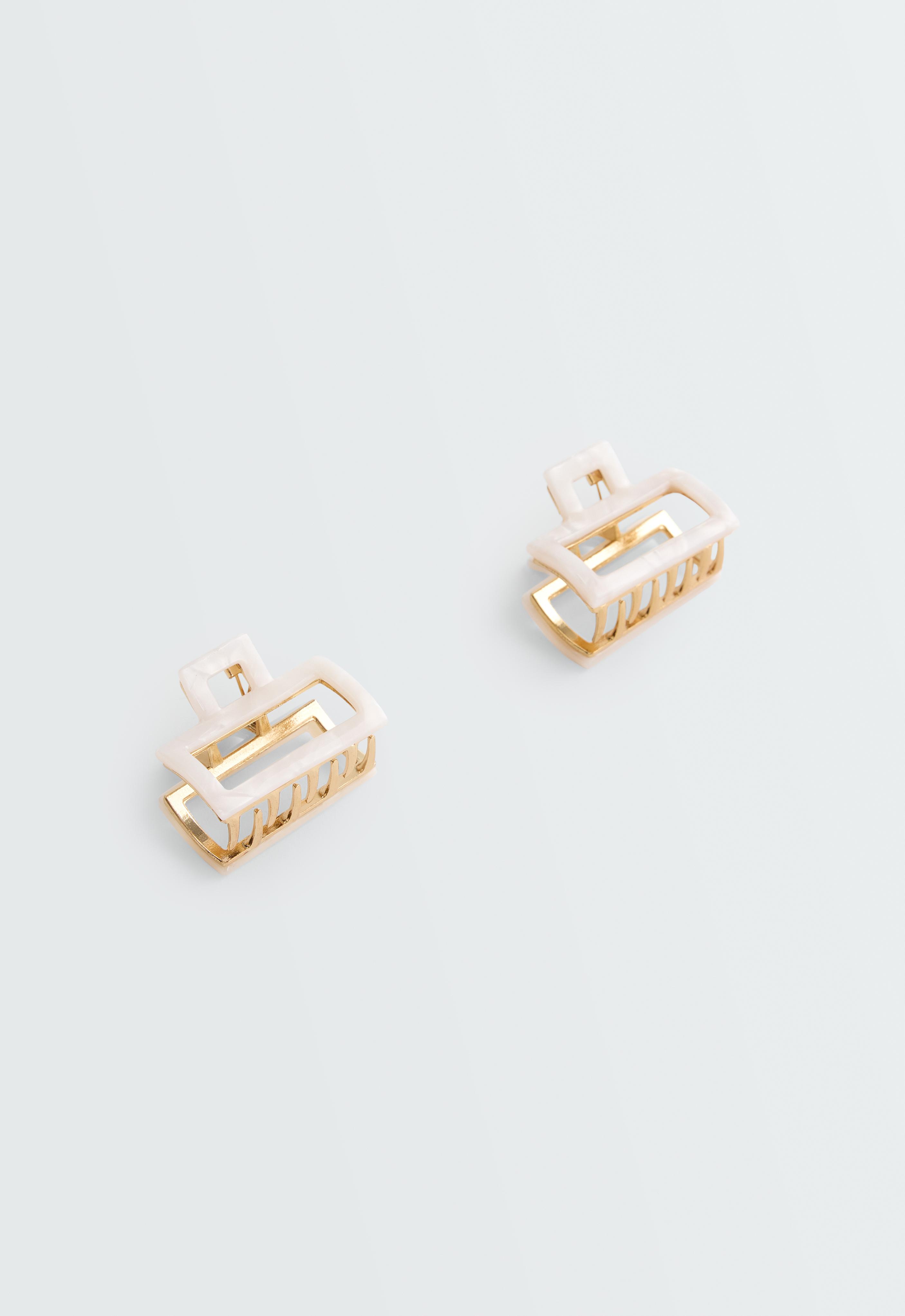 2 square metallic hair clips — QUARTZ