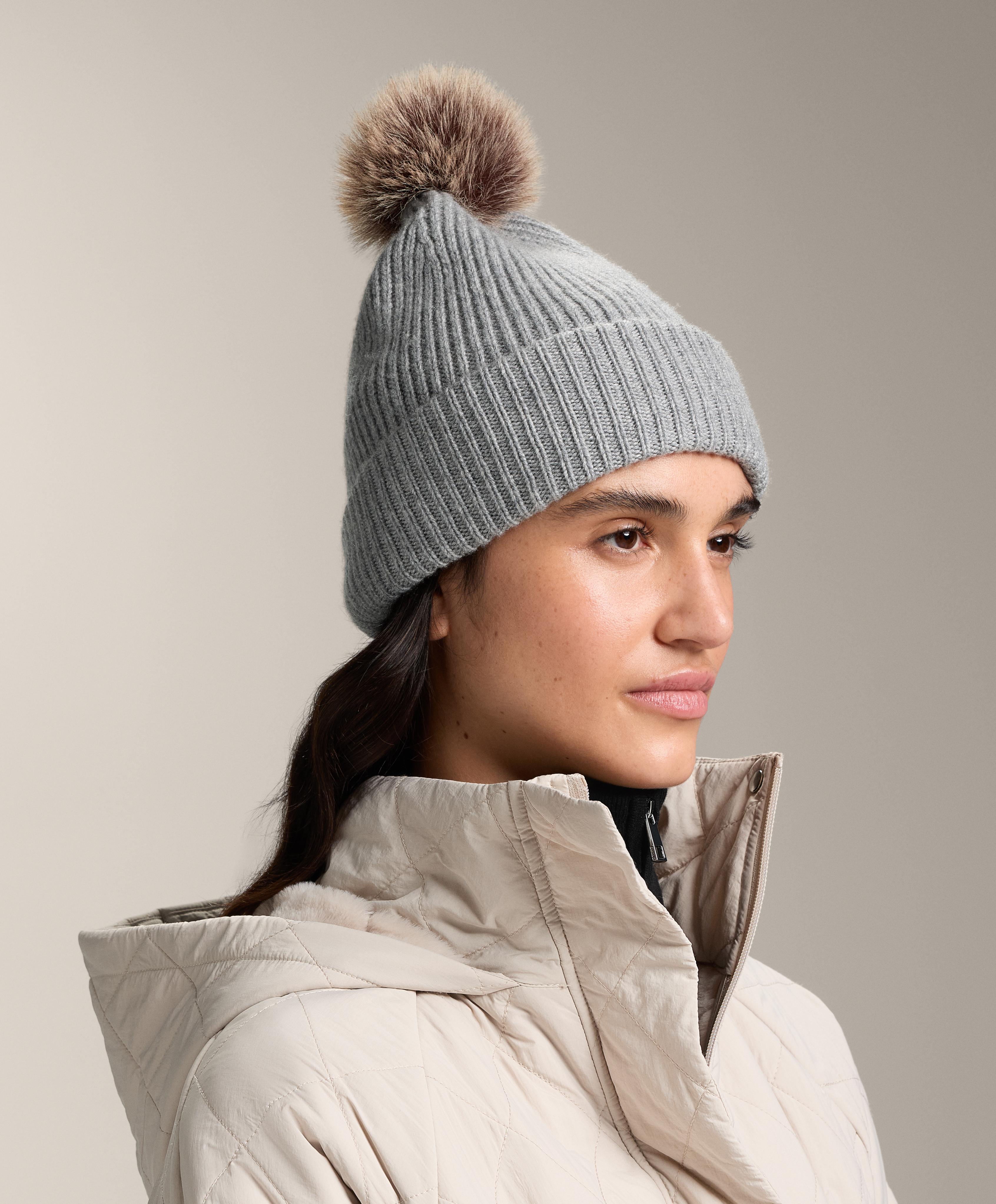 Wool blend knit hat with pompom Wool blend knit hat with pompom