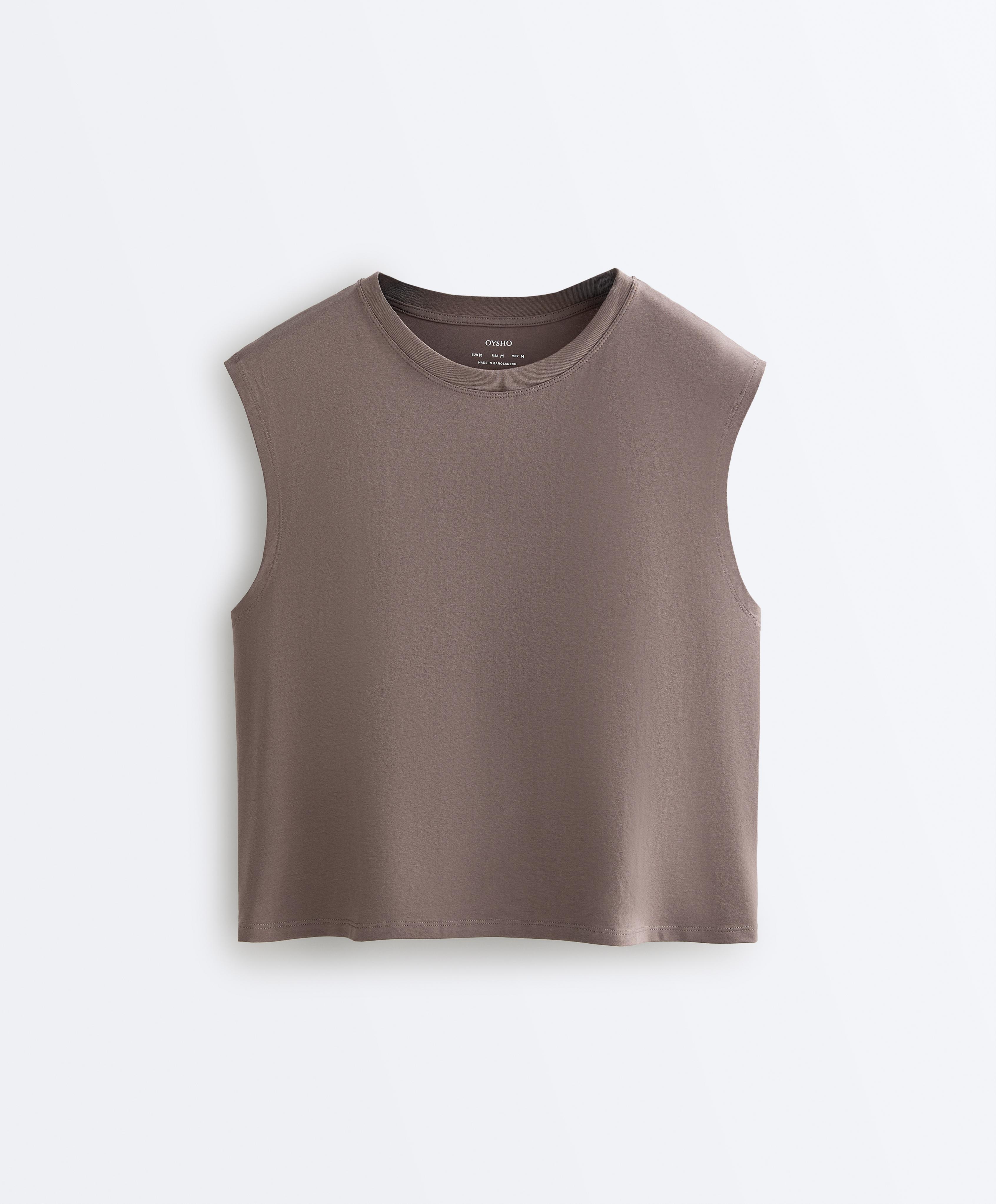 Cotton blend sleeveless T-shirt