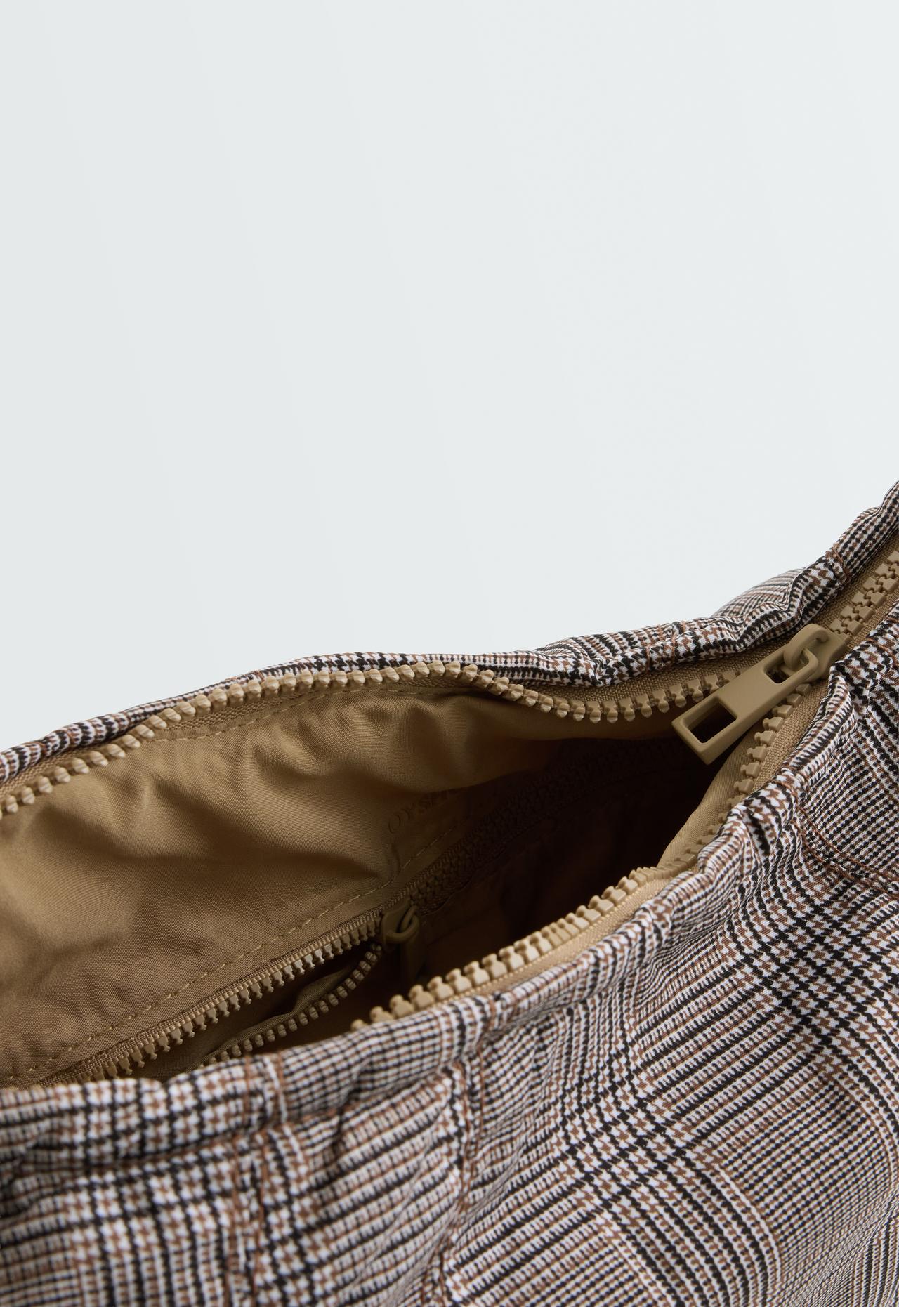 Quilted check crossbody bag — CAMEL