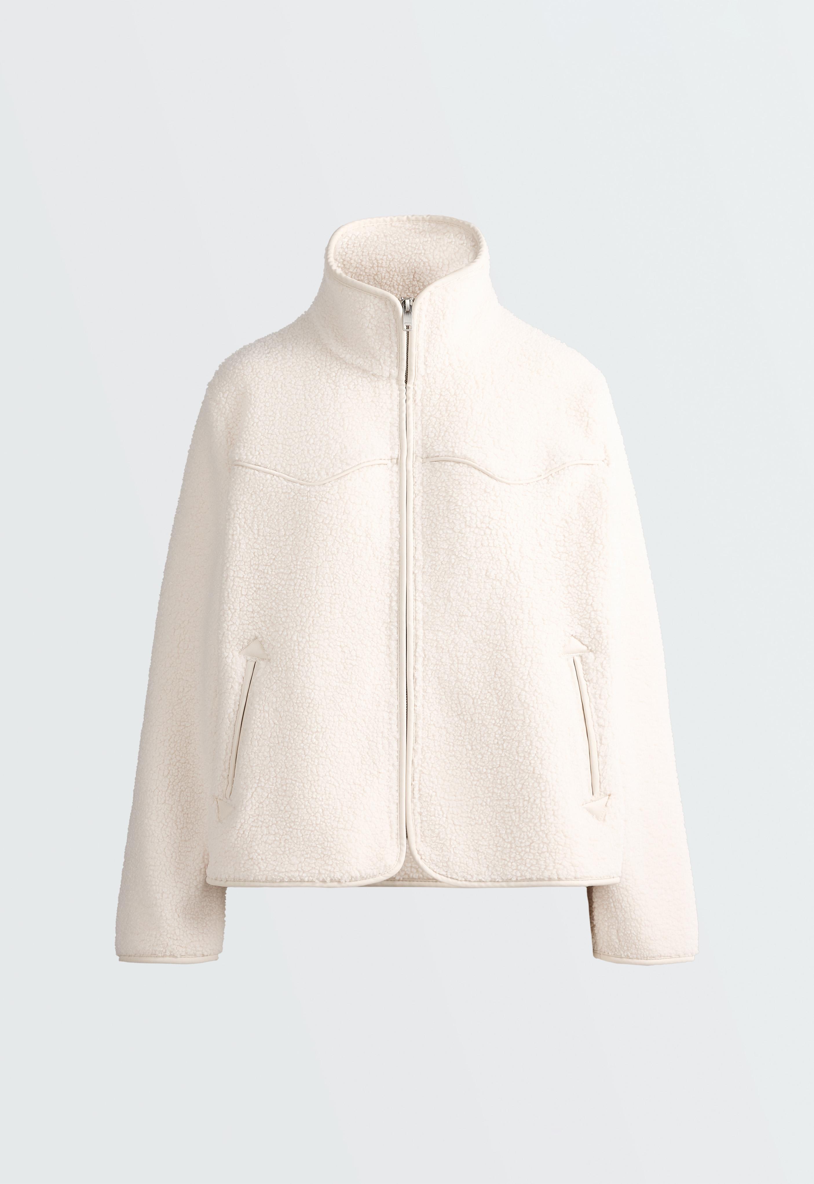 Piping faux-shearling jacket — ECRU