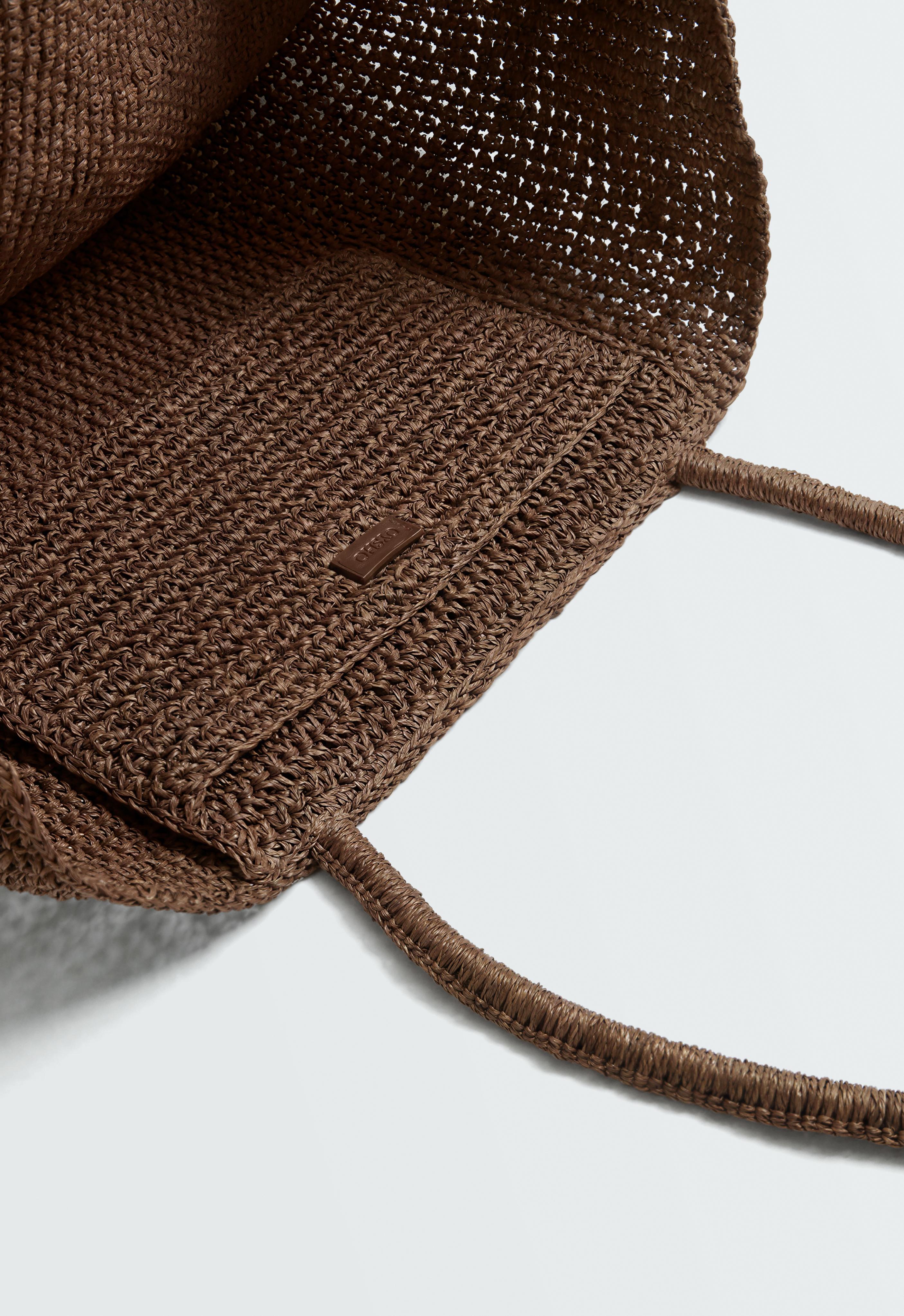 Woven paper shopper — BROWN