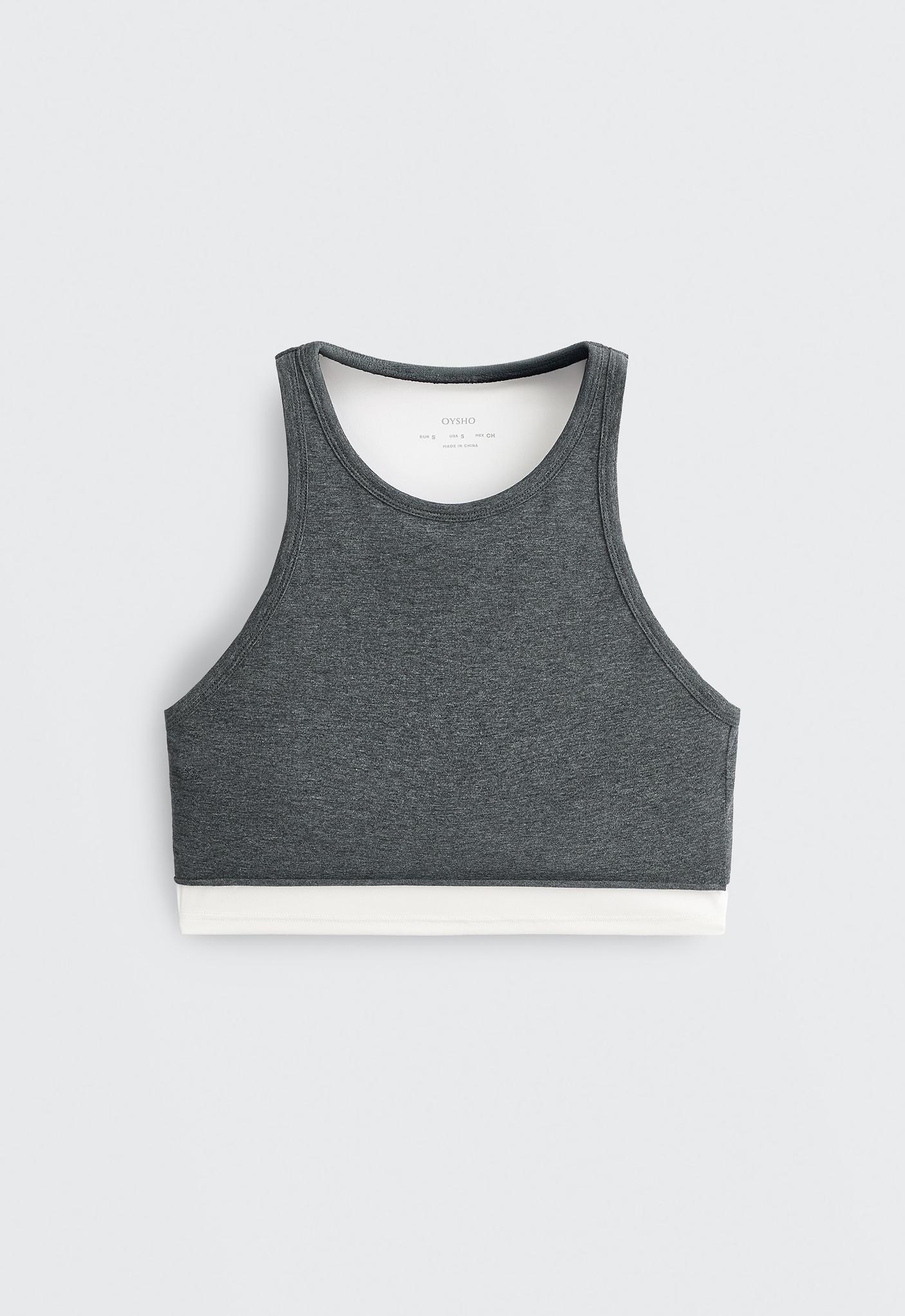 Marl overlay halterneck tank top — DARK GREY MELANGE