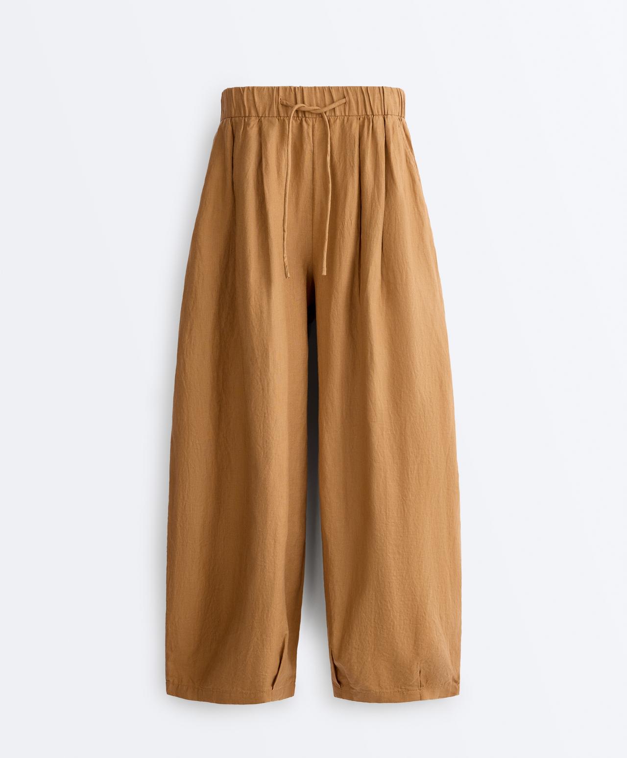 100% linen balloon trousers — MUSTARD