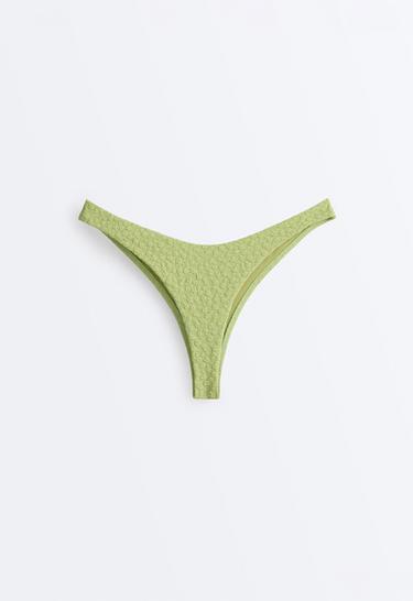 Floral jacquard U-cut Brazilian bikini briefs — APPLE GREEN 6