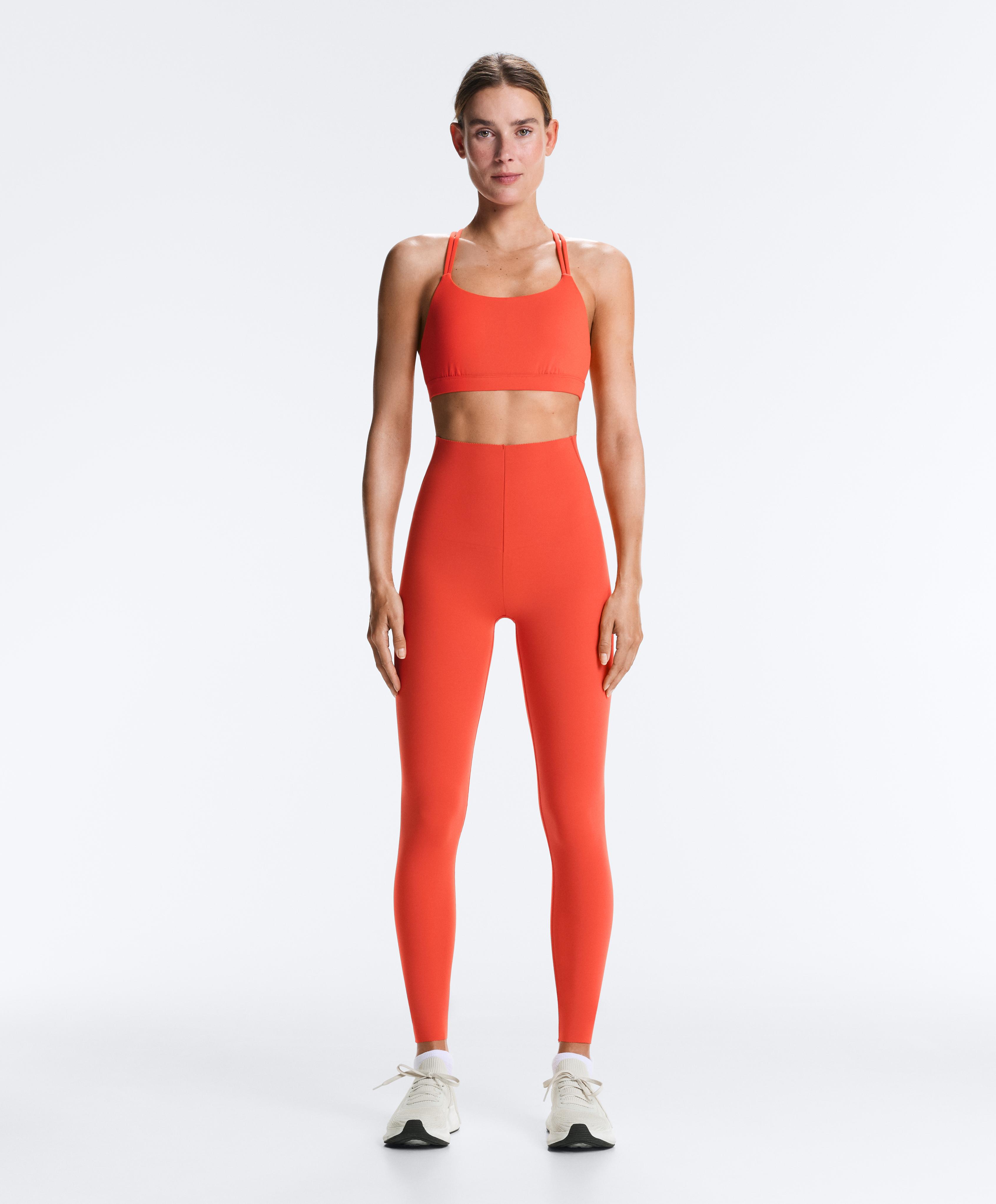 Comfortlux low-support crossover strap sports bra — BRIGHT ORANGE
