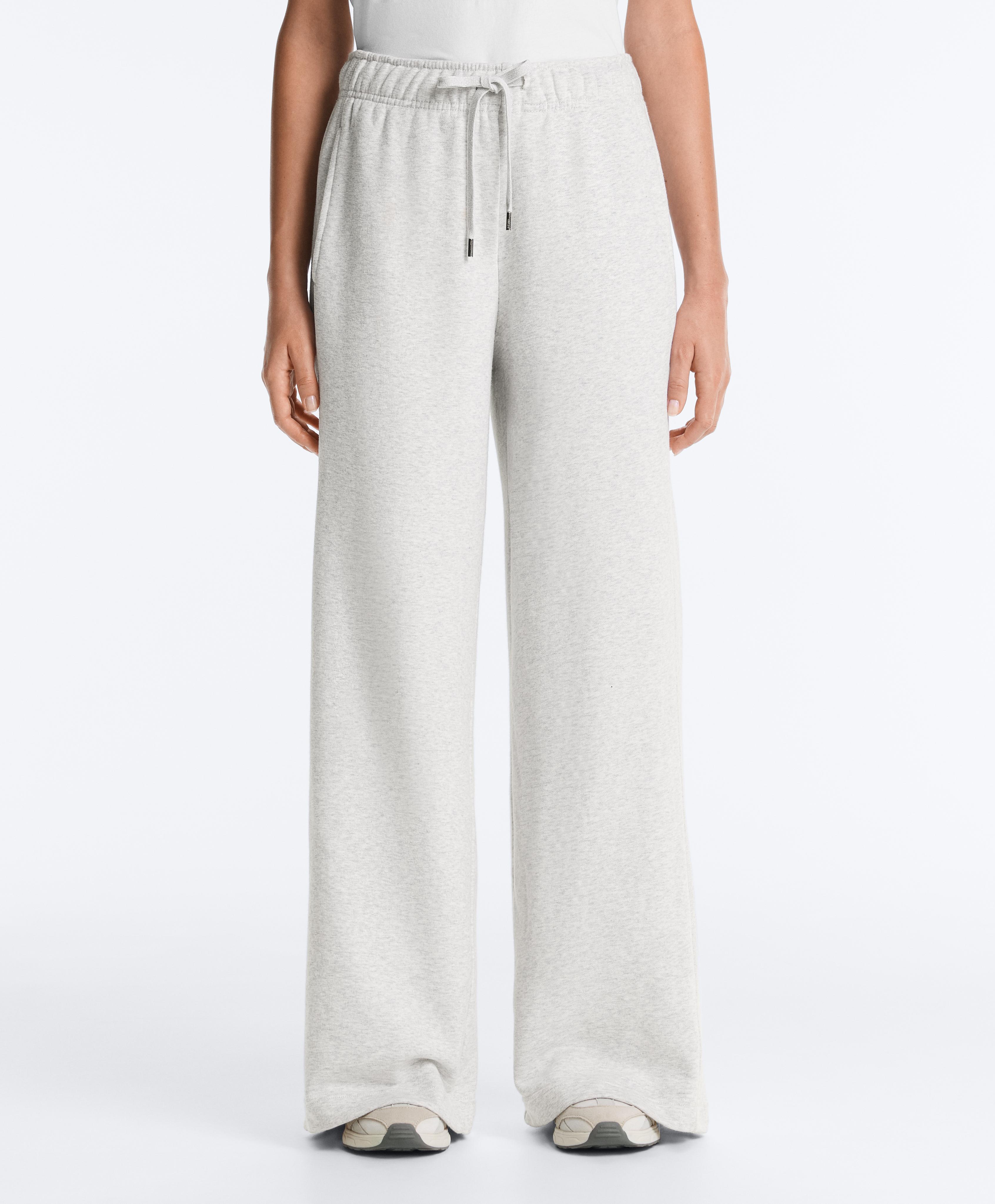 Marl cotton straight-leg trousers