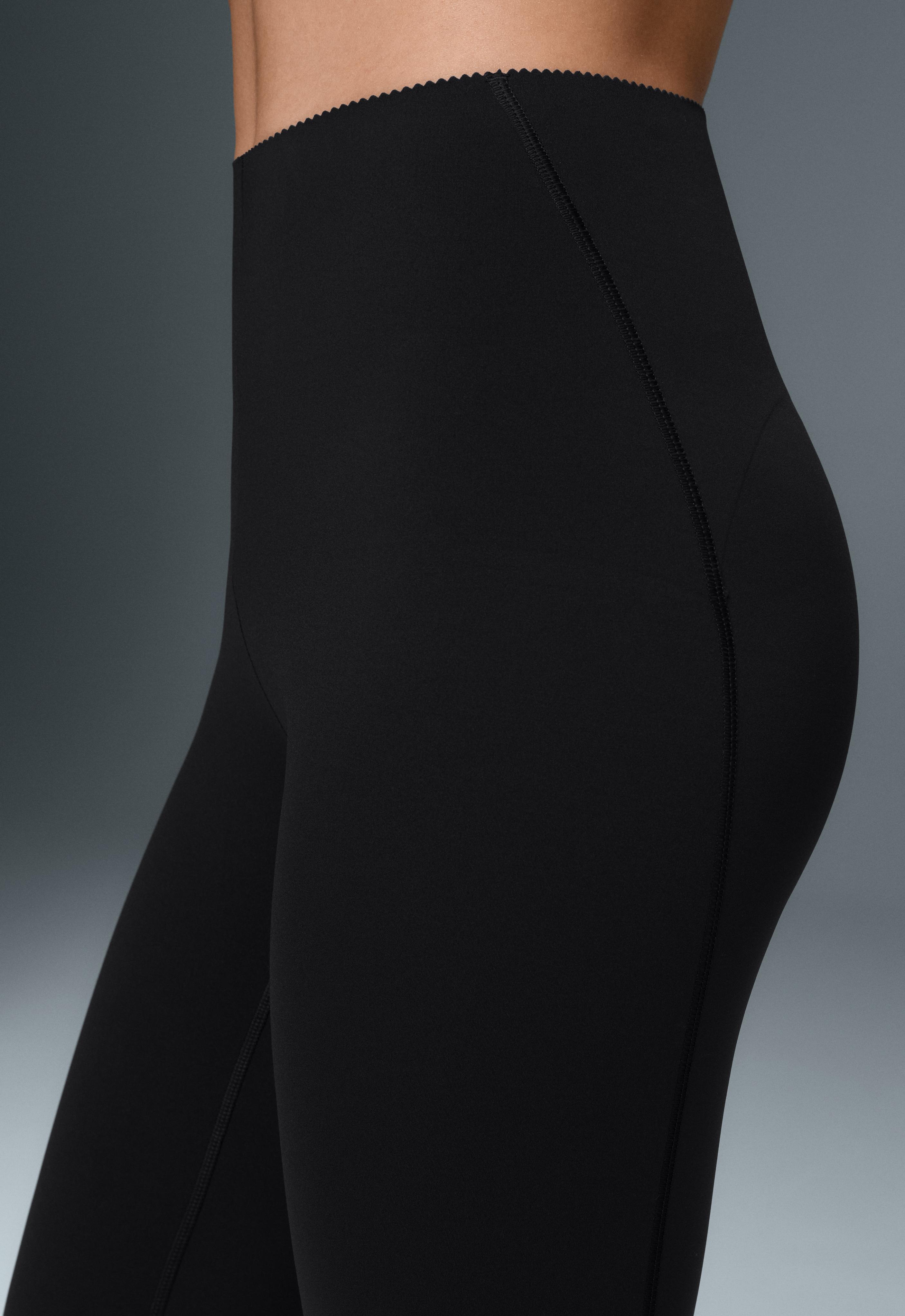 Compressive high-rise core-control ankle-length leggings — BLACK