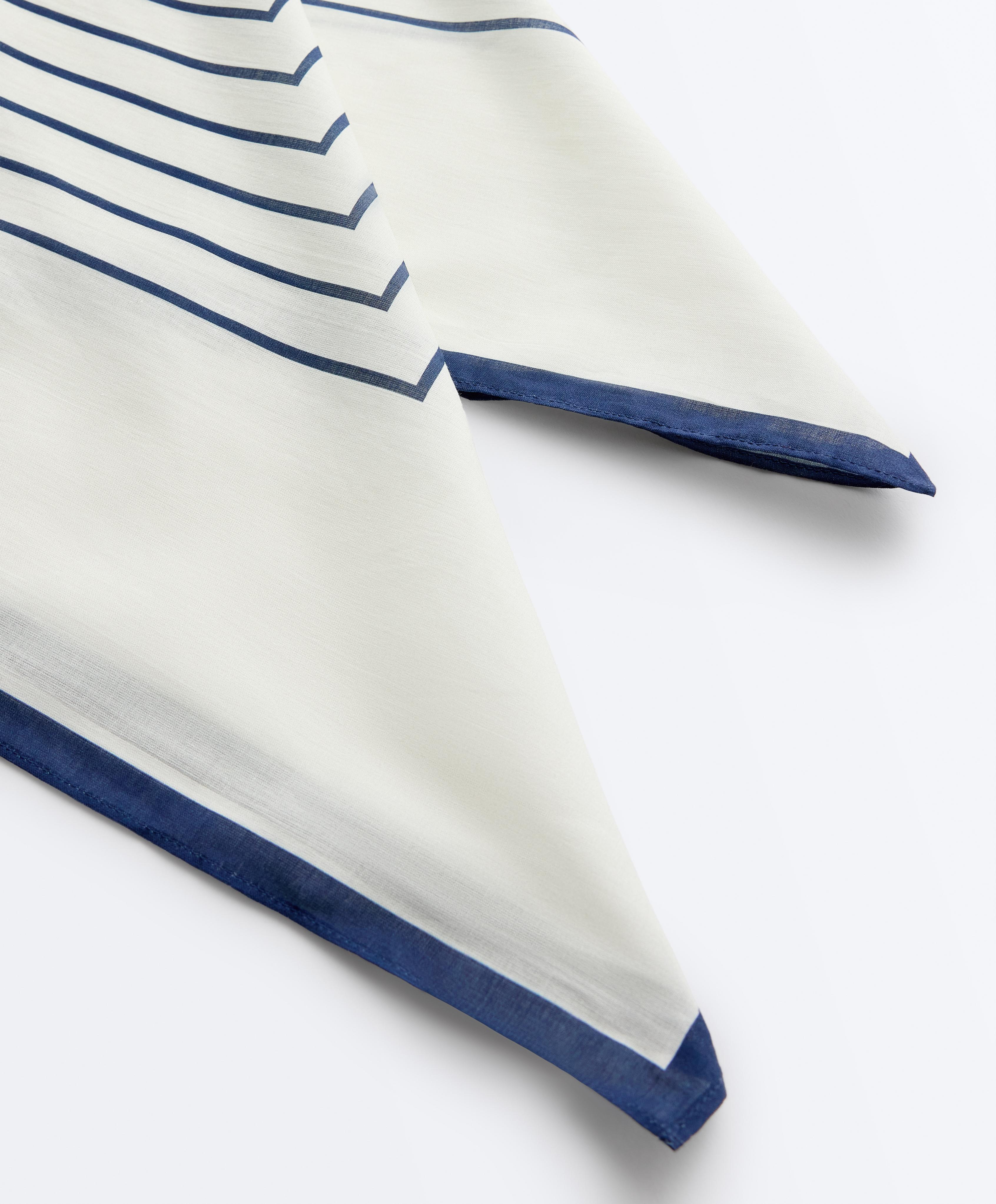100% cotton stripe scarf — NAVY BLUE