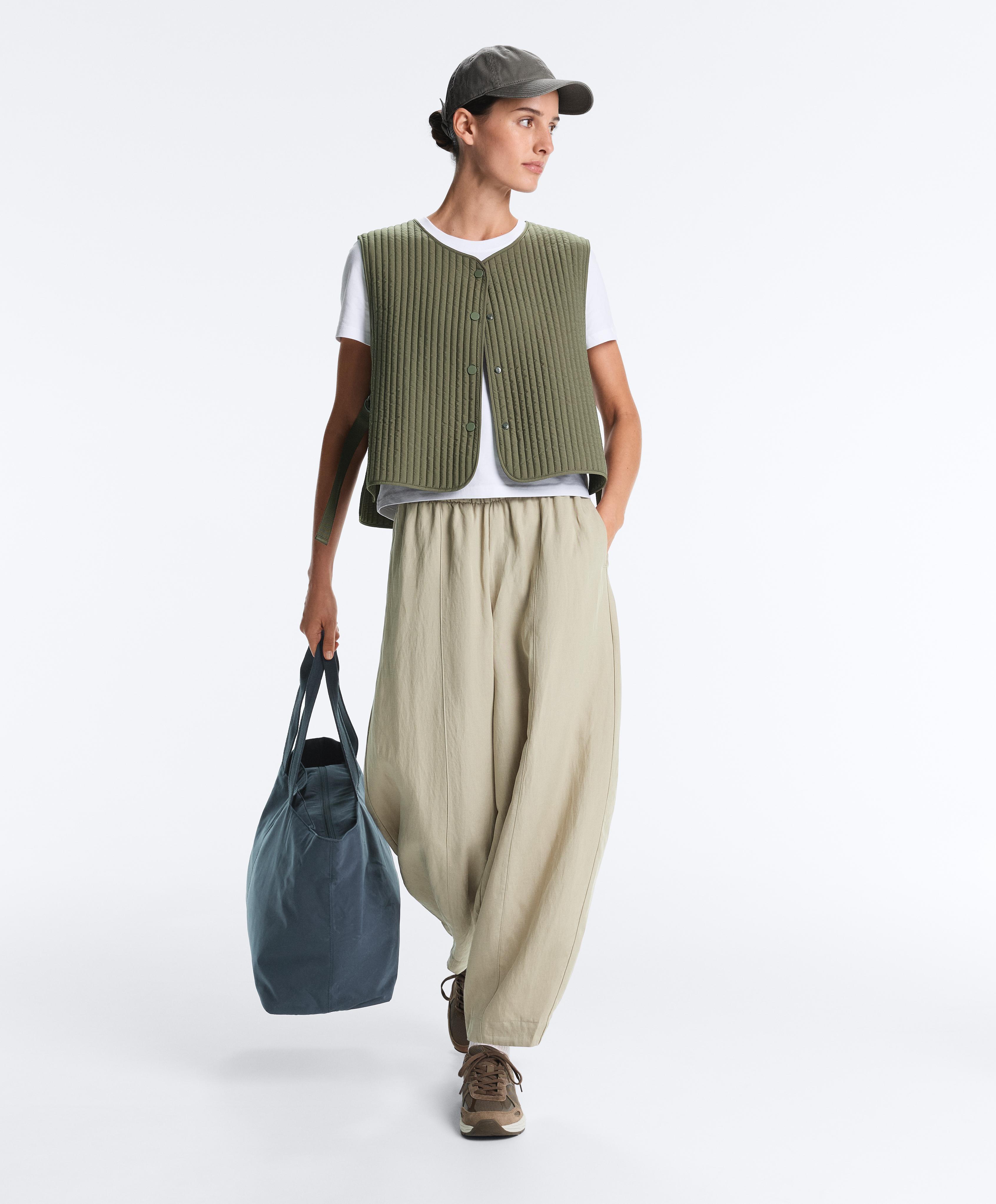 Thin padded nylon gilet — KHAKI