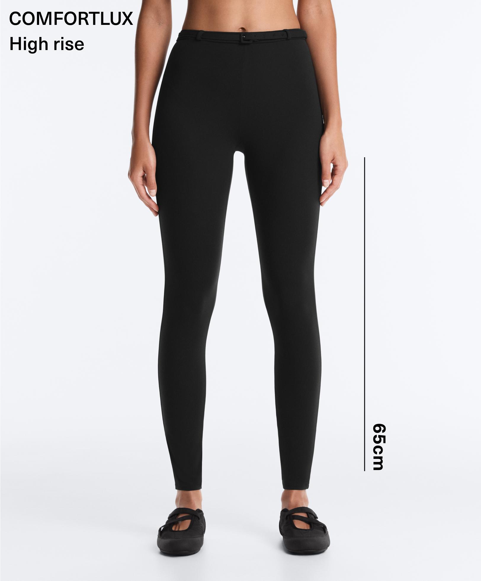 Comfortlux high-rise 65cm ankle-length leggings with belt — BLACK