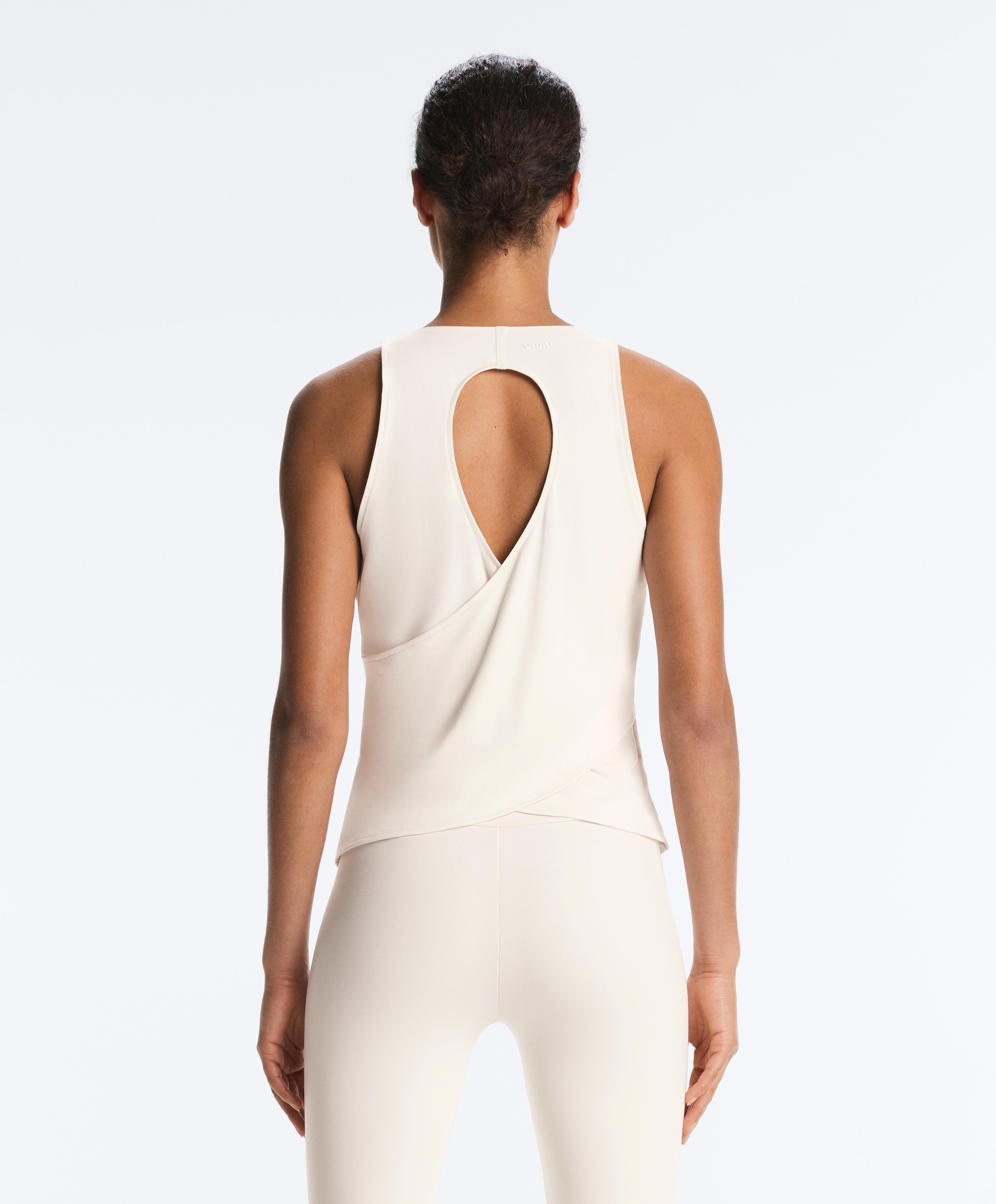 Comfortlux cross-back T-shirt — PALE ECRU