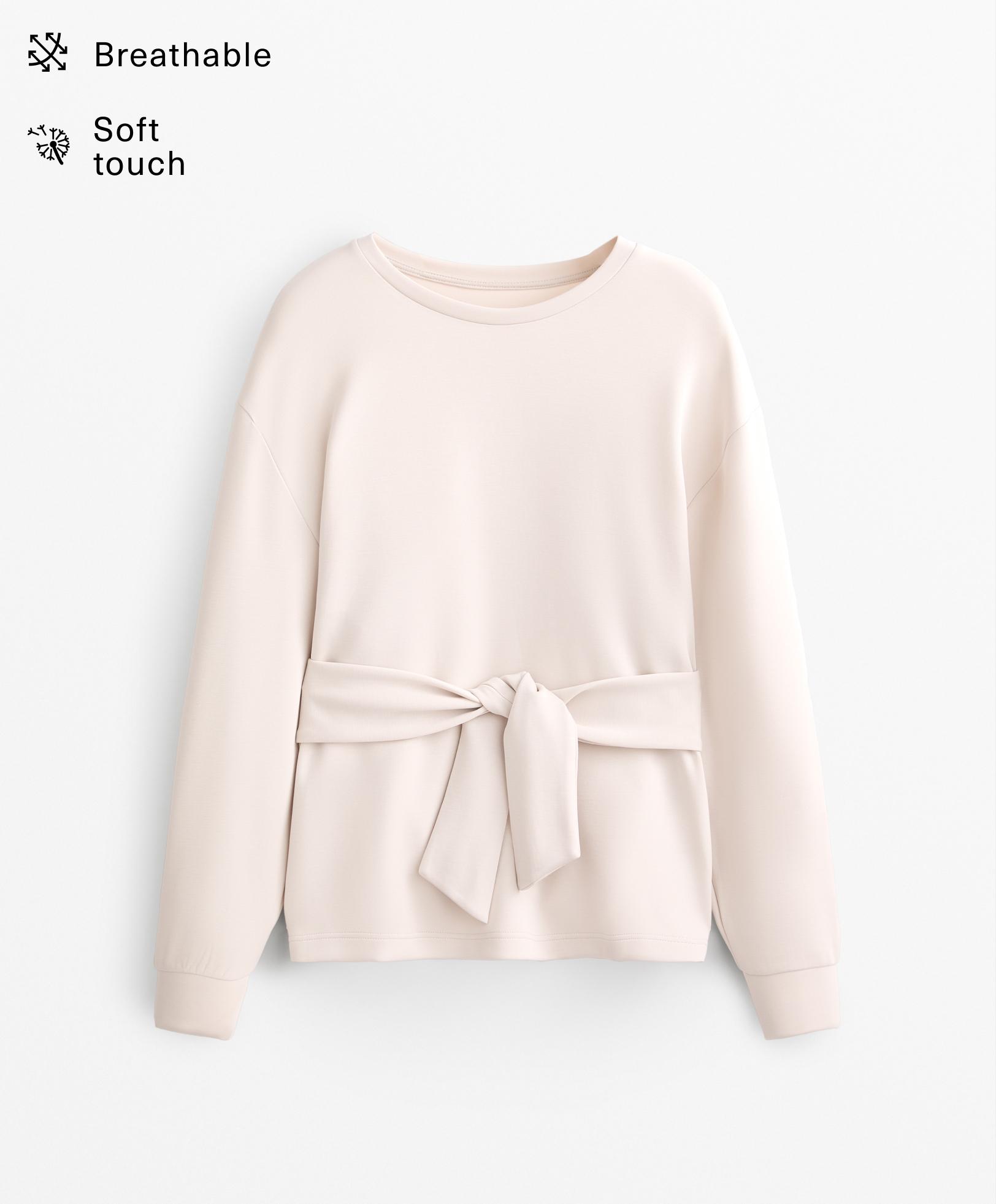 Soft touch tie sweatshirt with modal