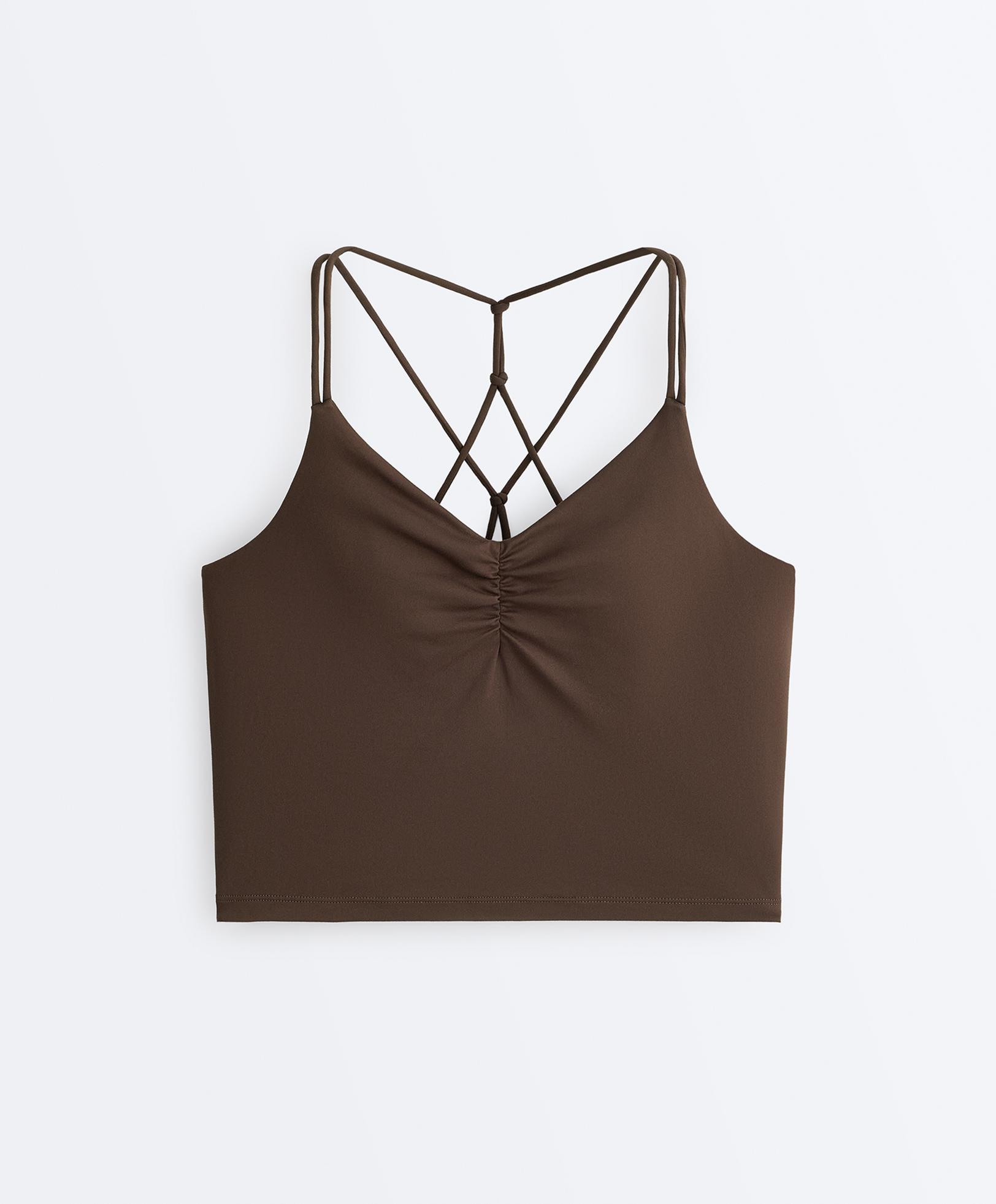 Comfortlux crossover strap tank top — DARK BROWN