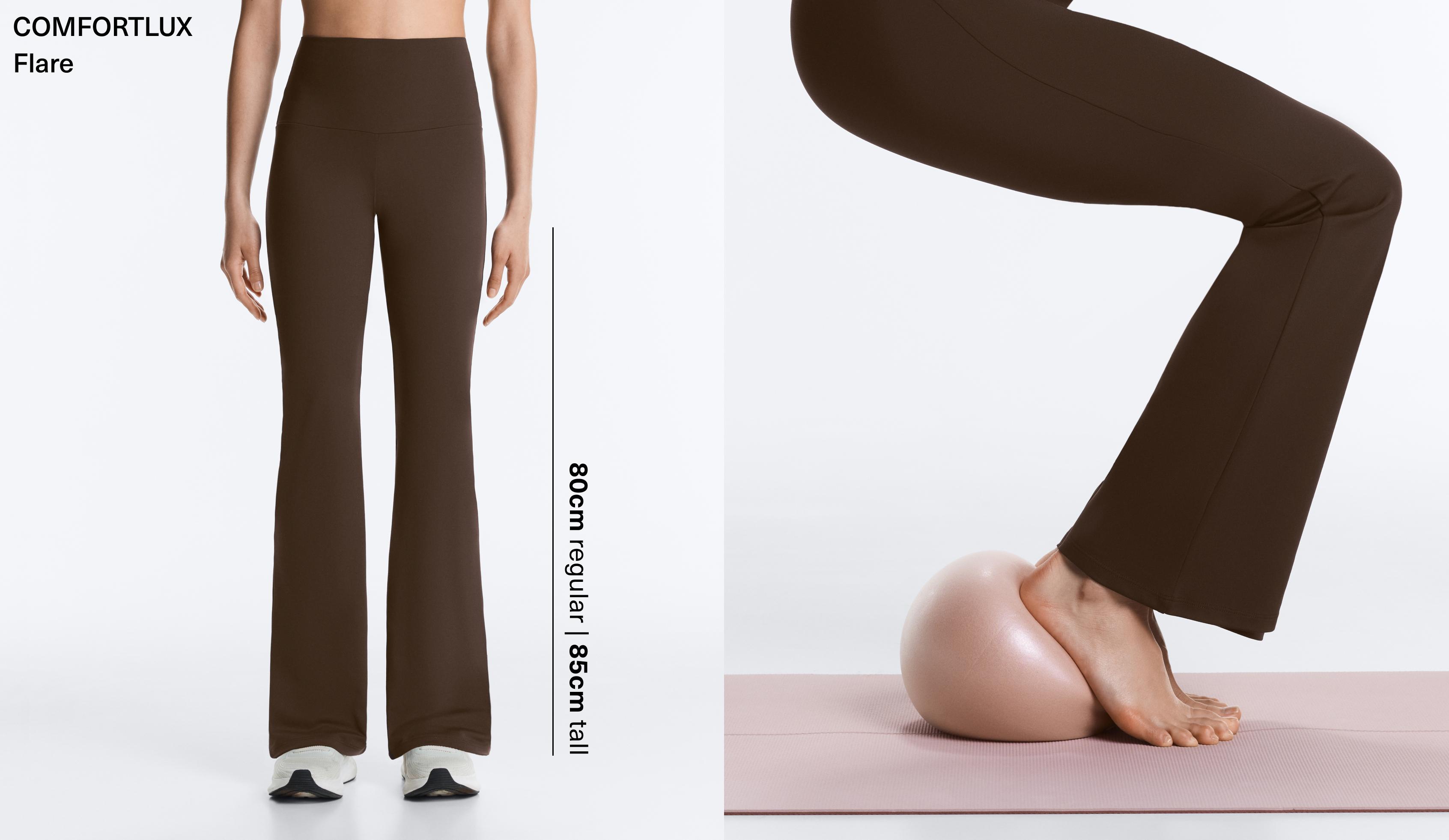High-rise Comfortlux flare trousers — DARK BROWN