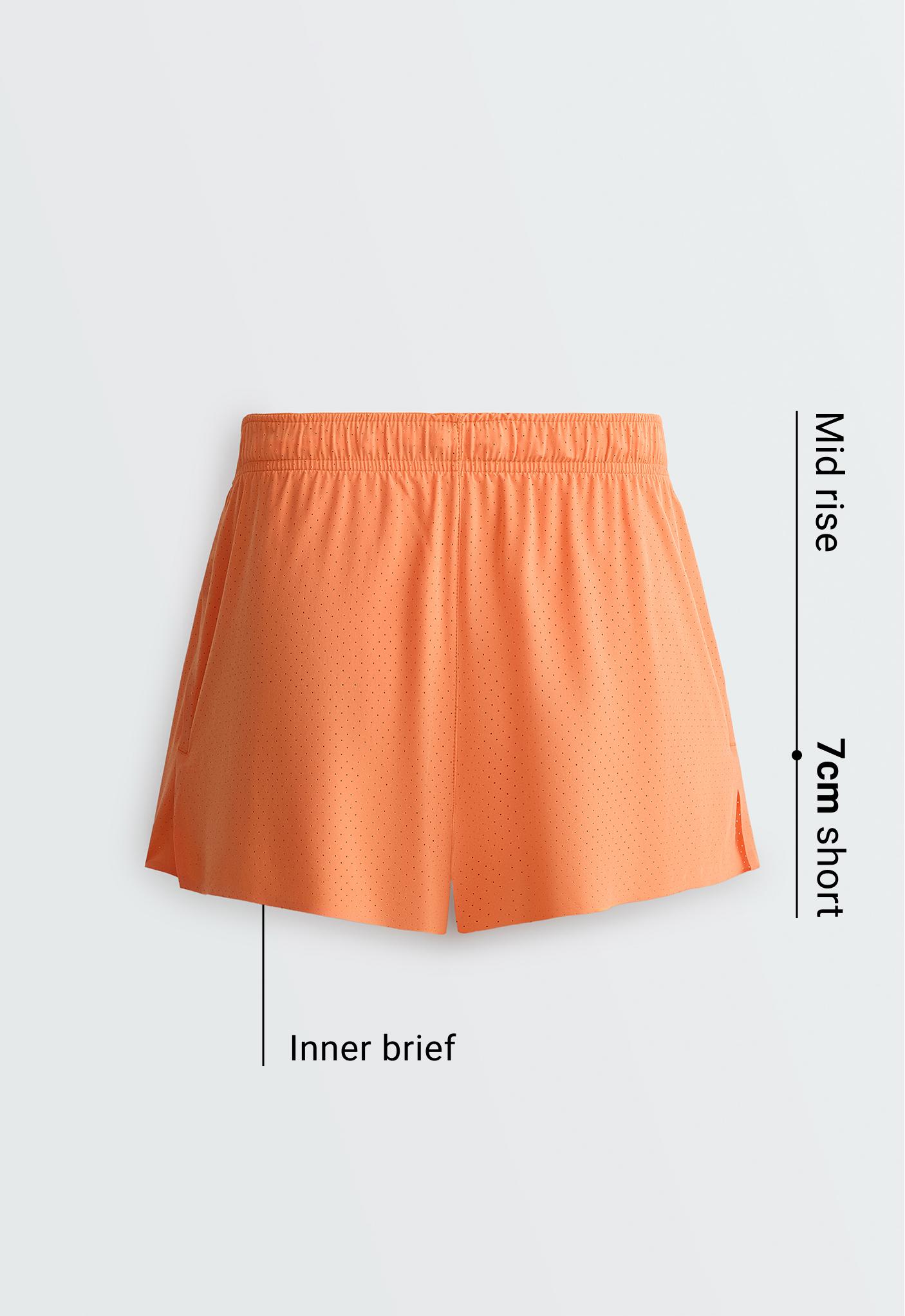 Mid-rise 7cm technical shorts — WASHED ORANGE