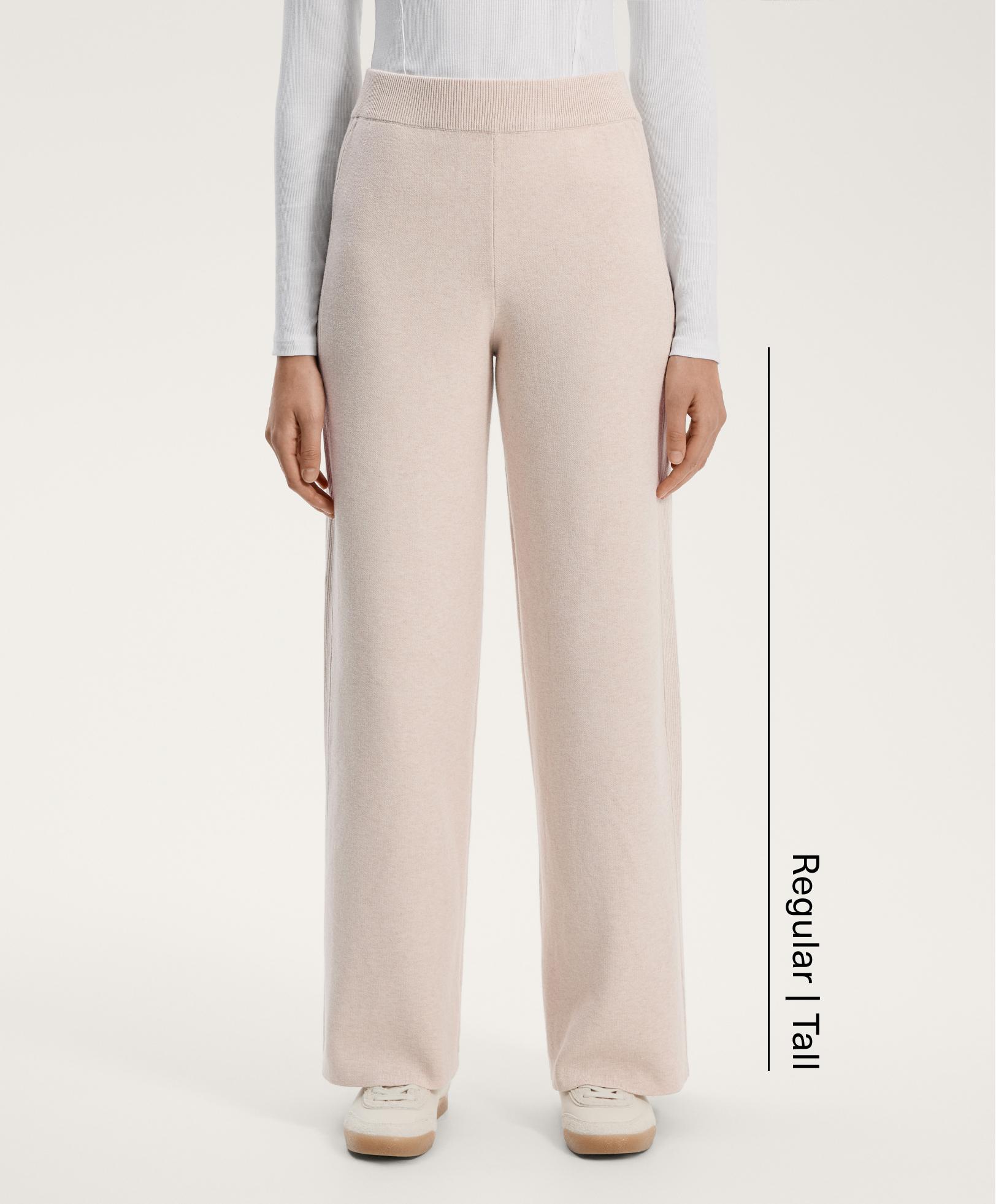 بنطلون مستقيم محاك مضلع على الجانب