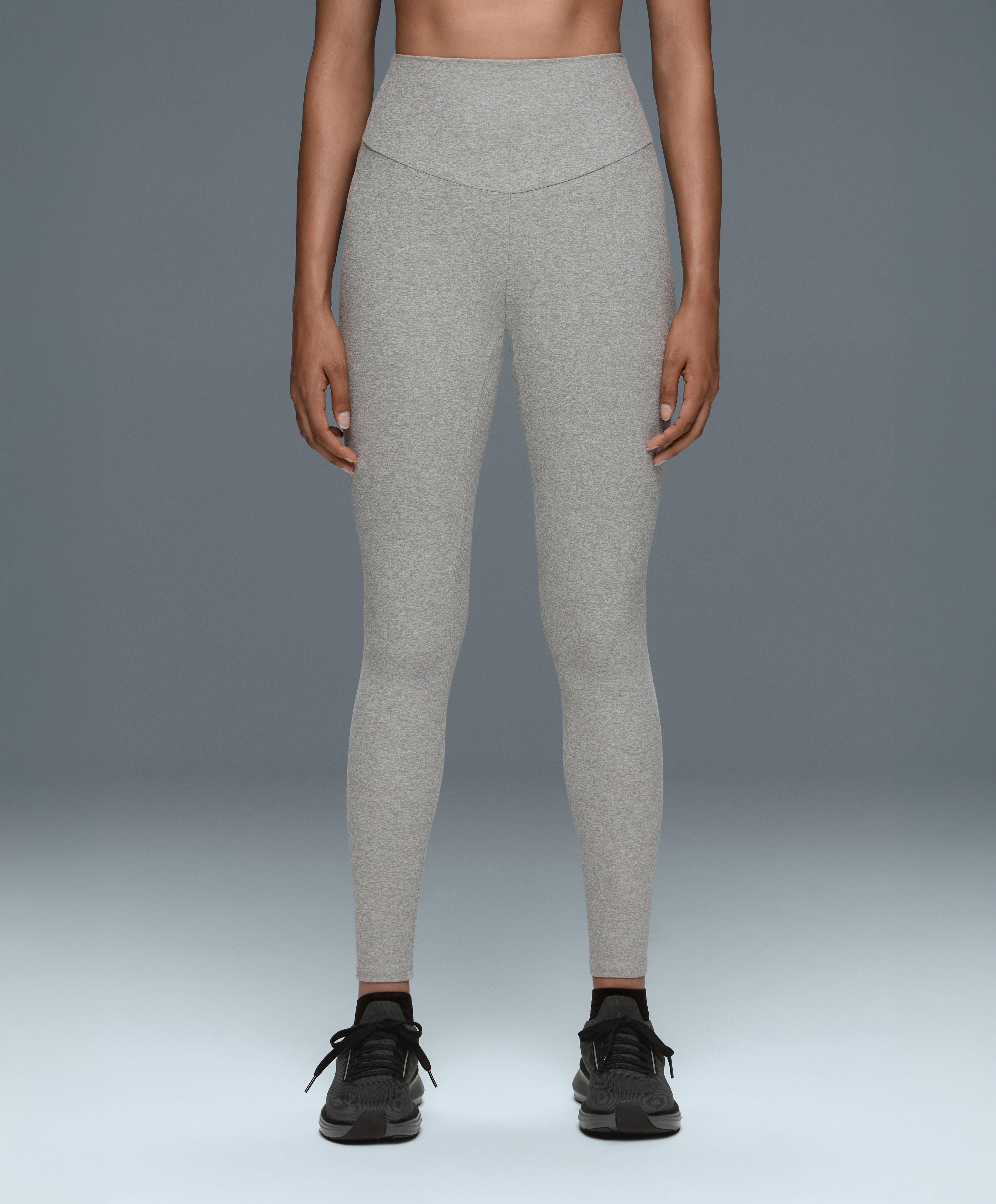 Comfortlux high-waisted ankle-length heathered leggings — PALE GREY