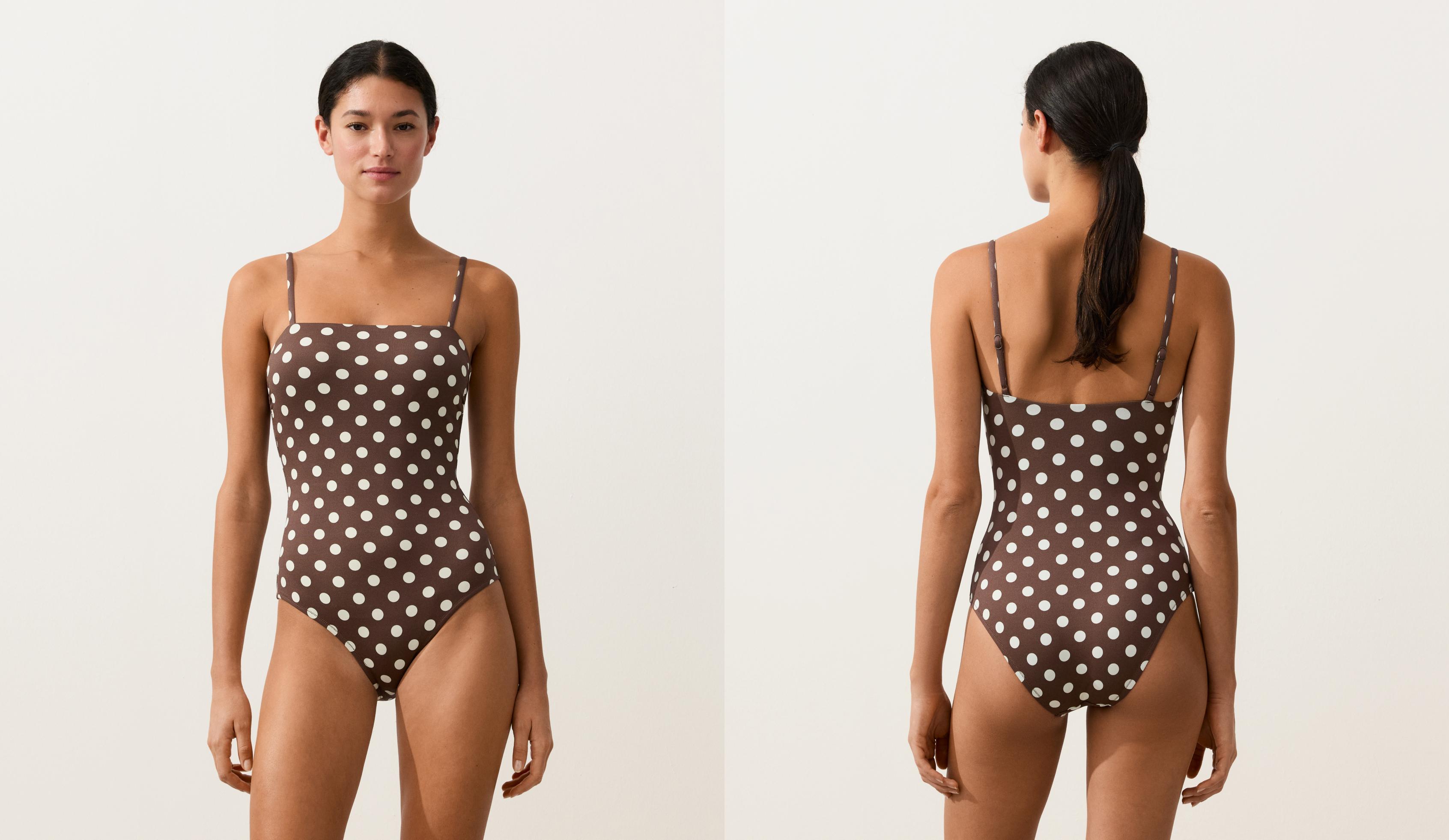 Polka dot piqué bandeau swimsuit Polka dot piqué bandeau swimsuit