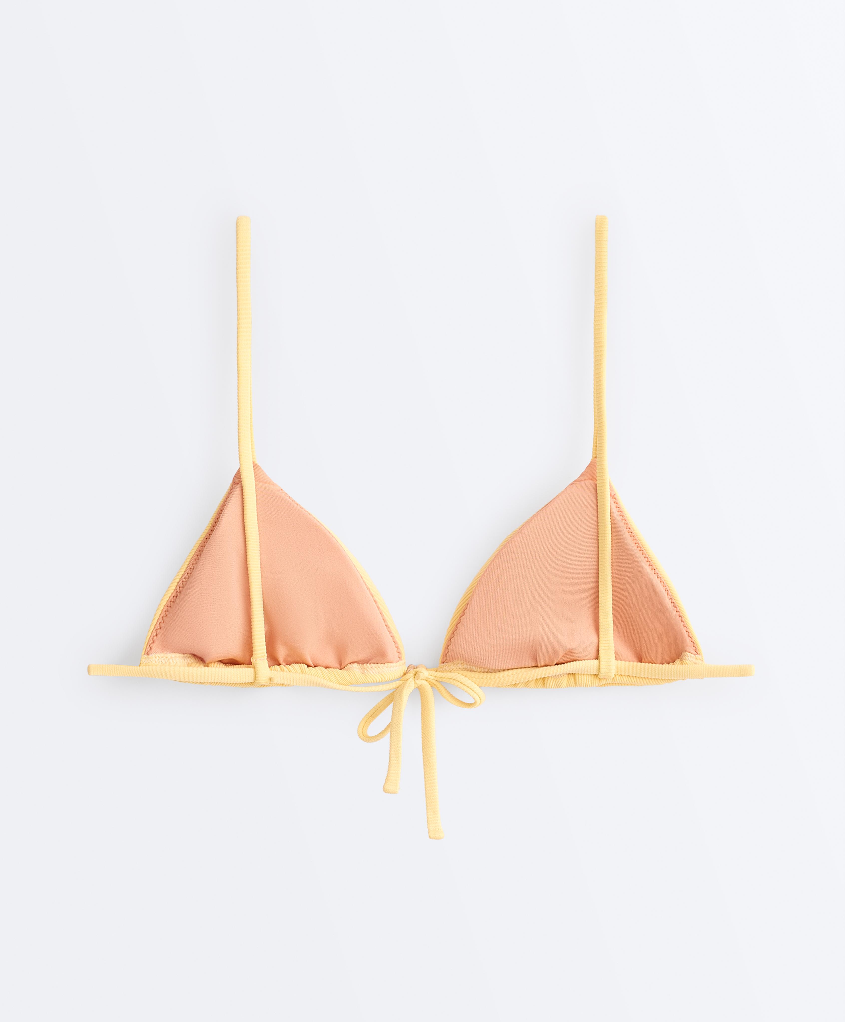 Rib triangle bikini top — SOFT YELLOW