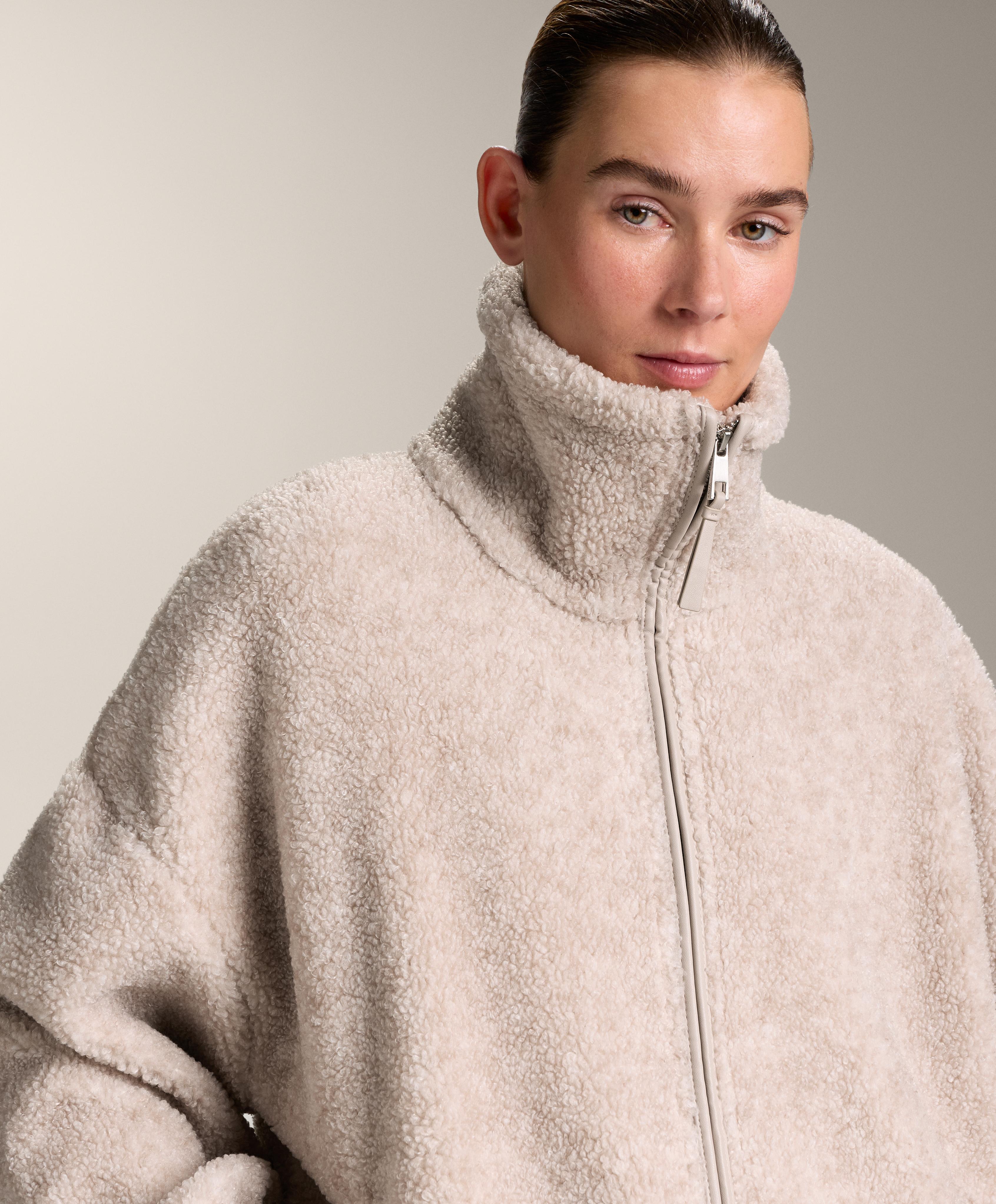 Oversize faux-shearling jacket — PALE ASPHALT