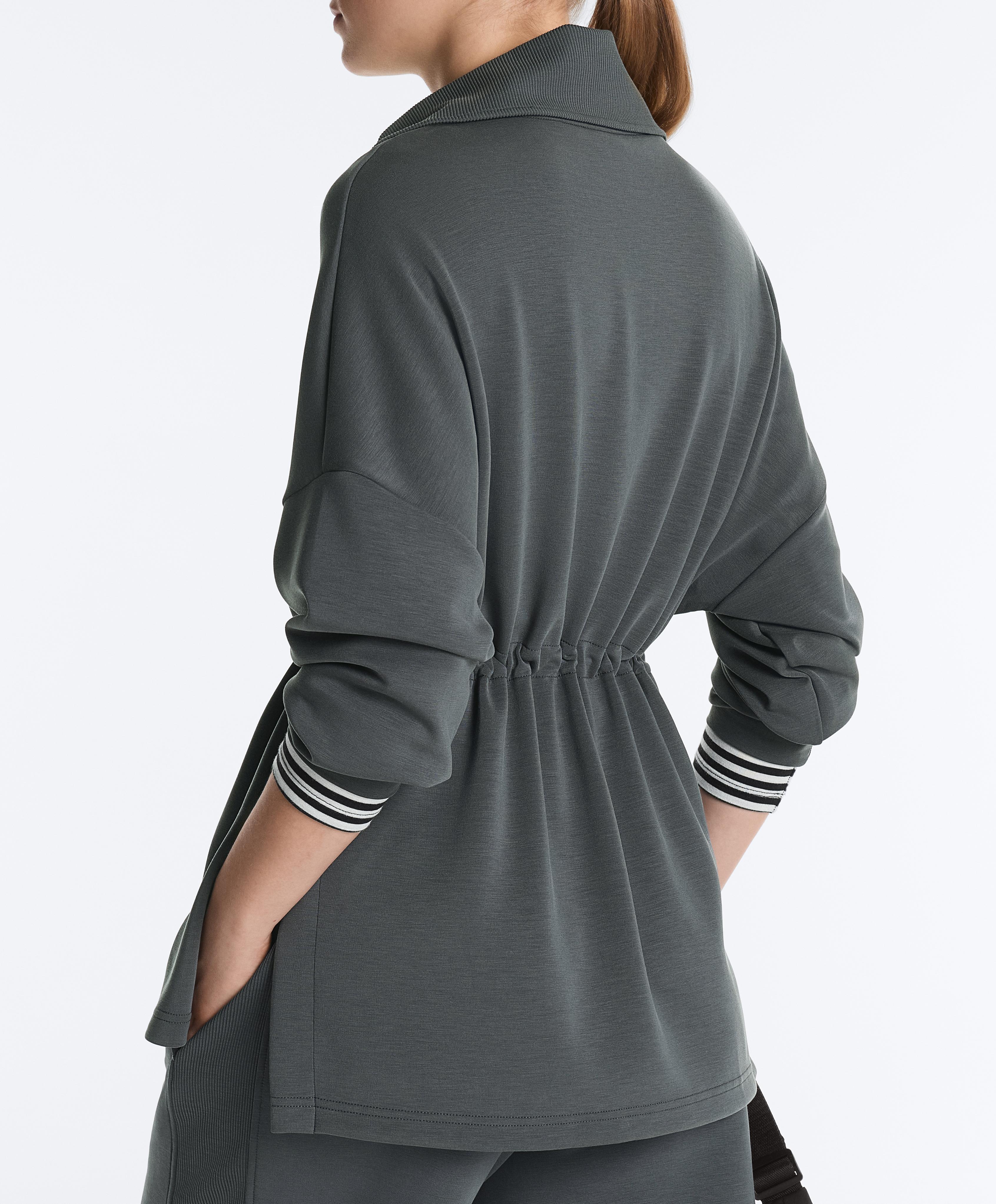 Half-zip sweatshirt with soft-touch modal — ASPHALT