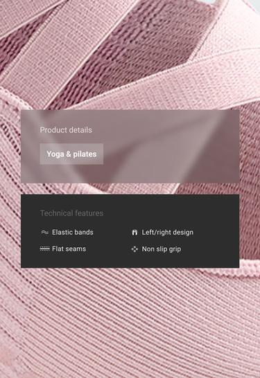 2 pairs of polyamide blend invisible yoga and Pilates socks with double straps — PALE PINK 3