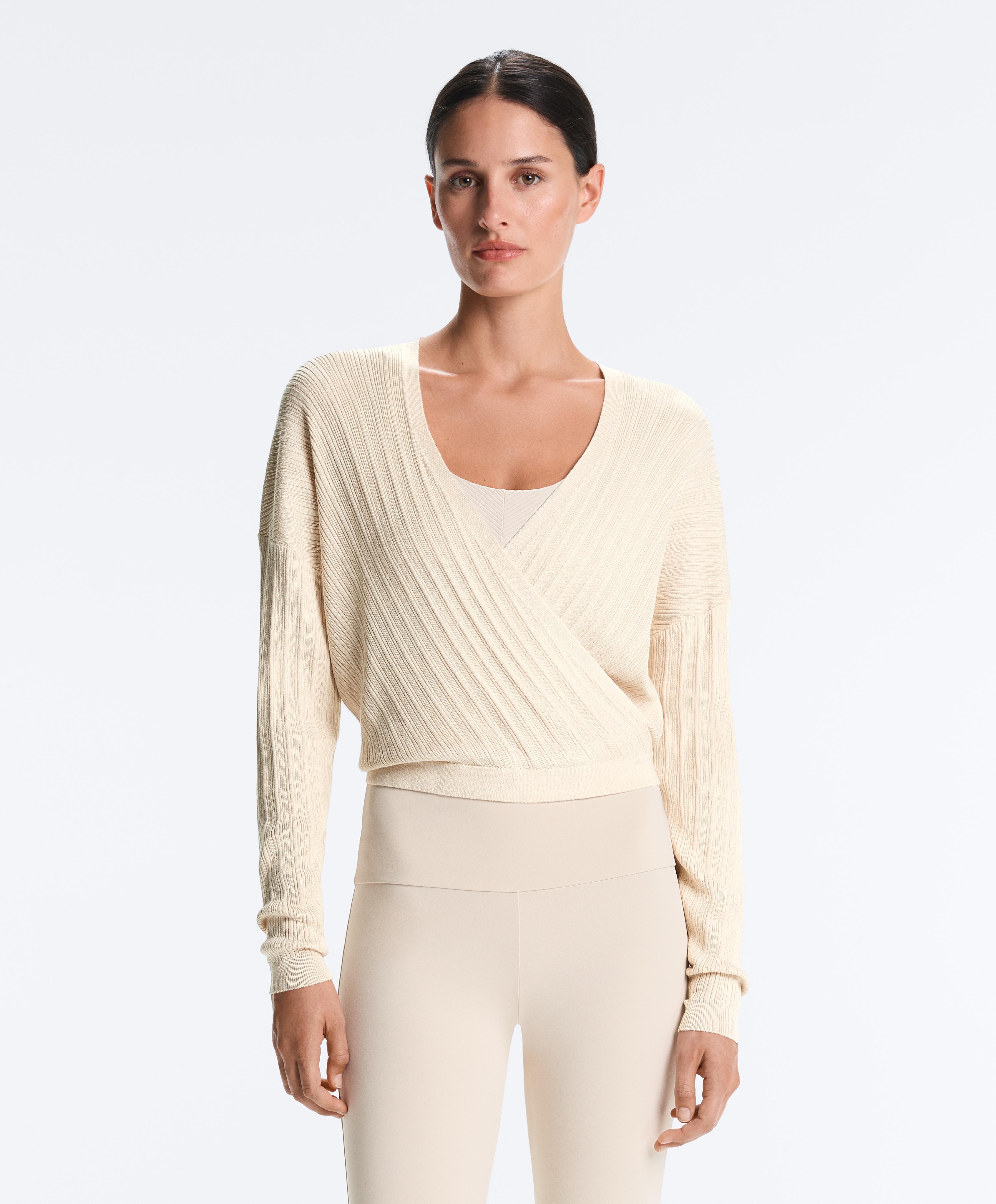 Crossed rib knit jumper — PLASTER
