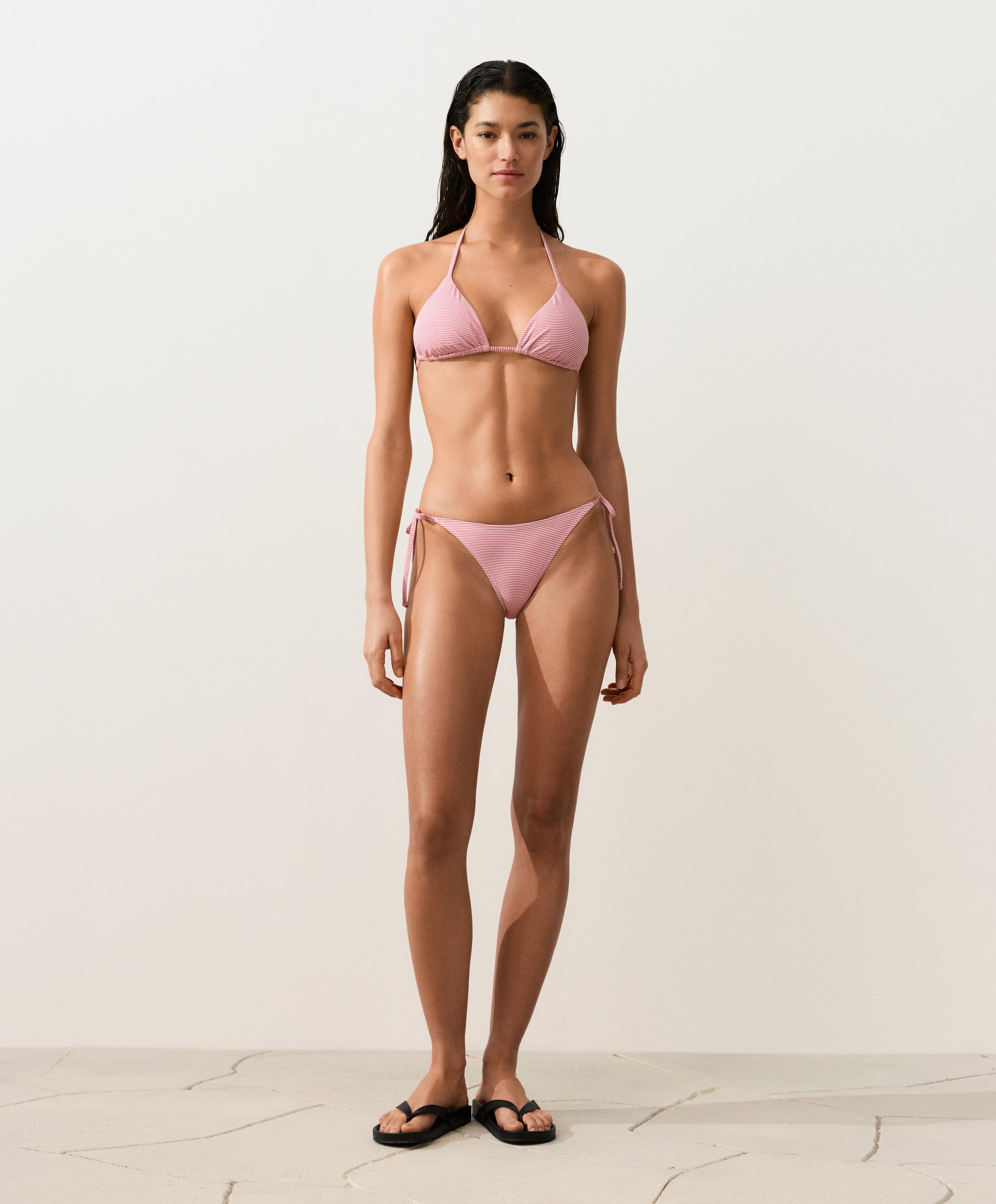 Stripe triangle bikini top — RED