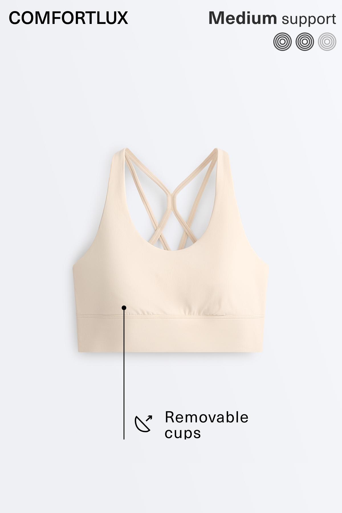 Medium-support Comfortlux sports bra with cups — SAND
