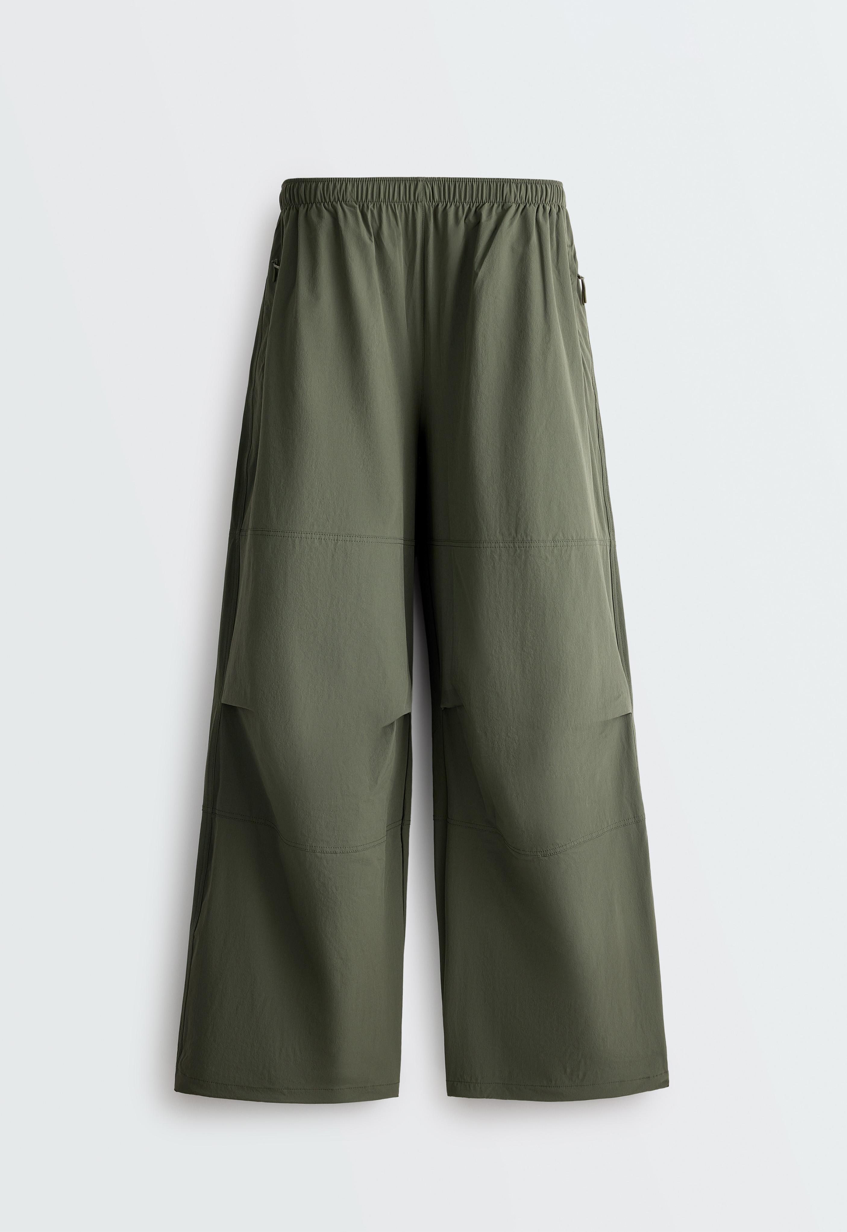 Adjustable technical wide-leg trousers — KHAKI