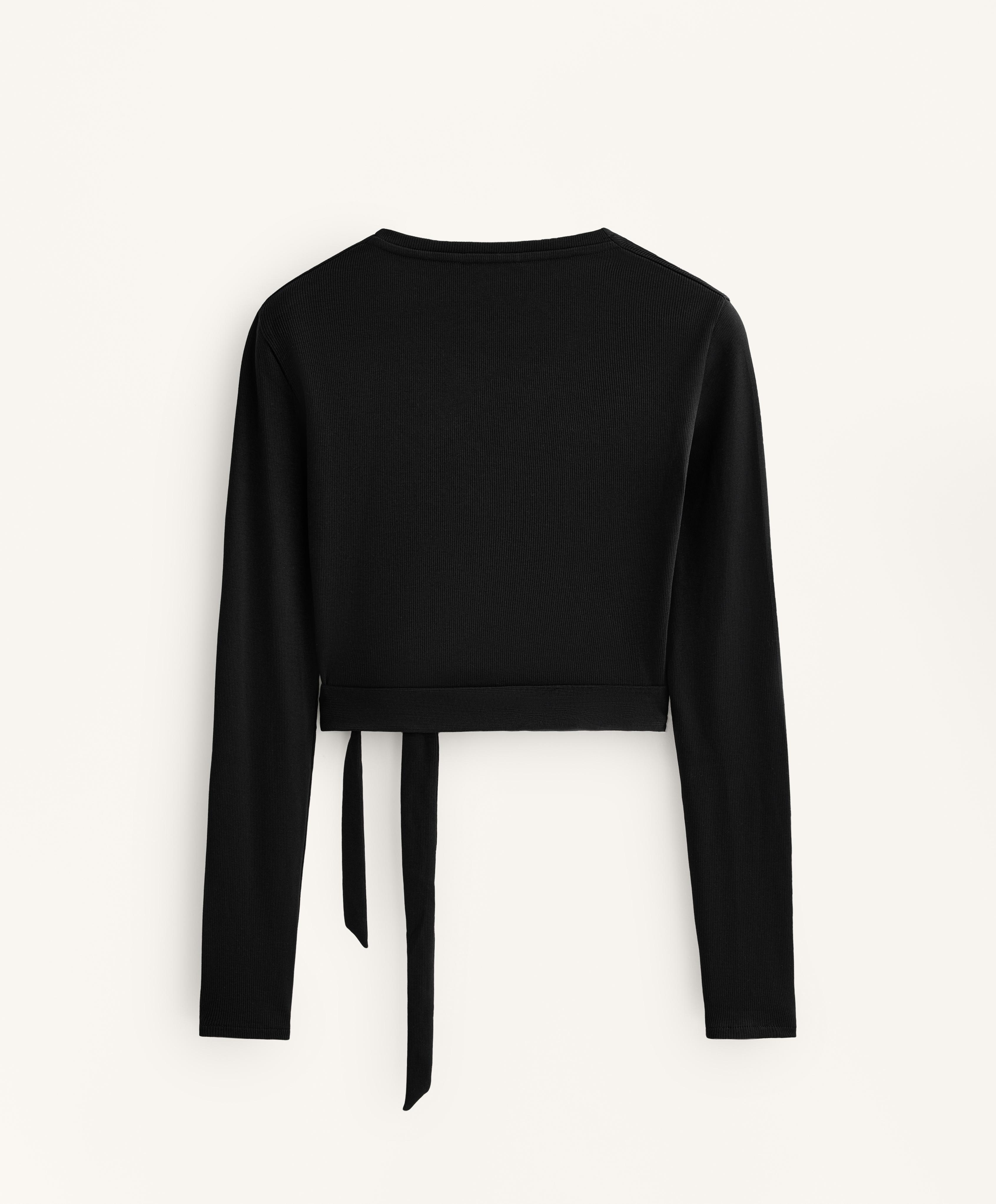 Maglietta in misto cotone rib con incrocio